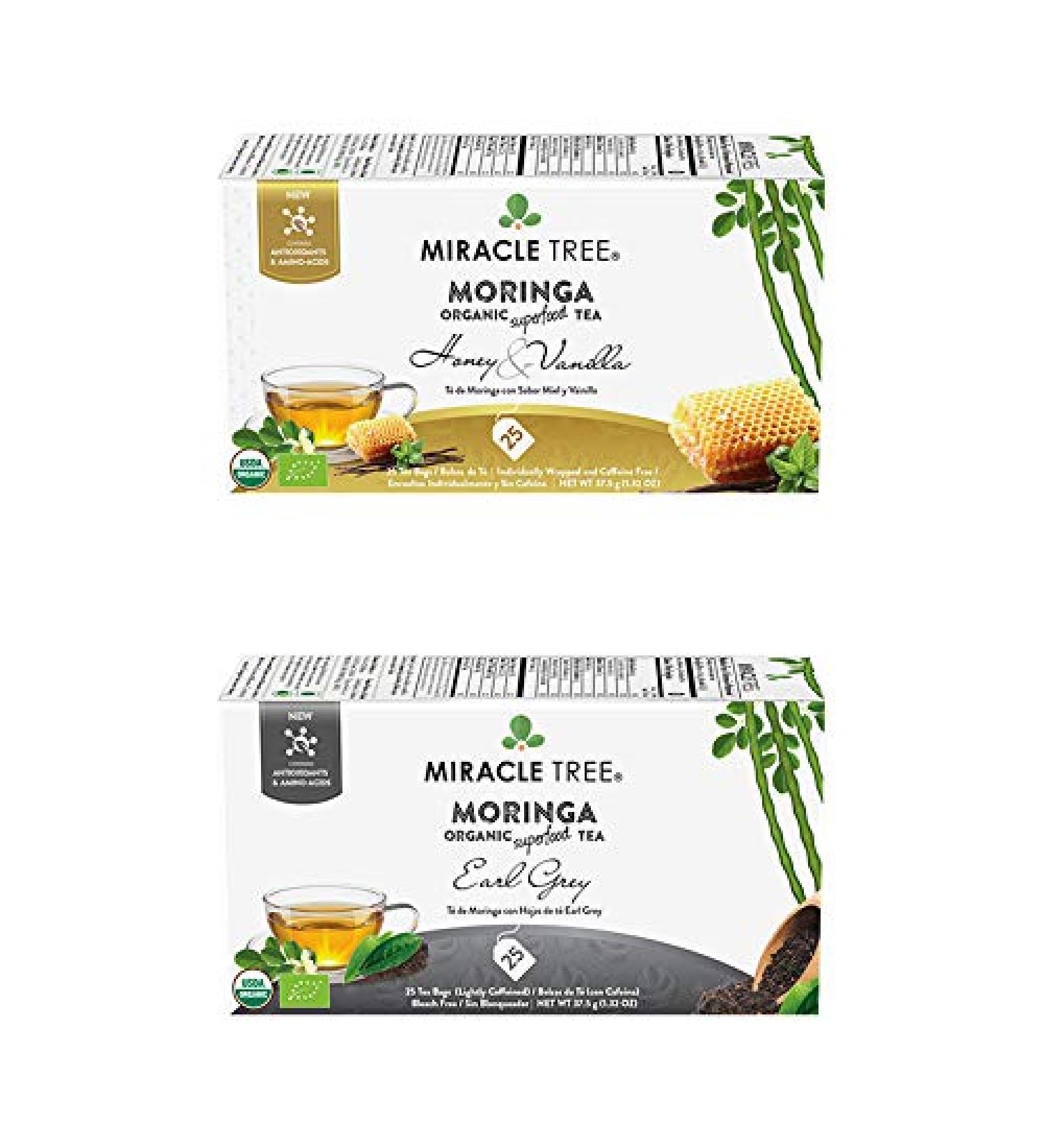 Miracle Tree Moringa Organic Superfood Tea - Honey & Vanilla, Caffeine Free, 25 Tea Bags - Buy Online on GoSupps.com