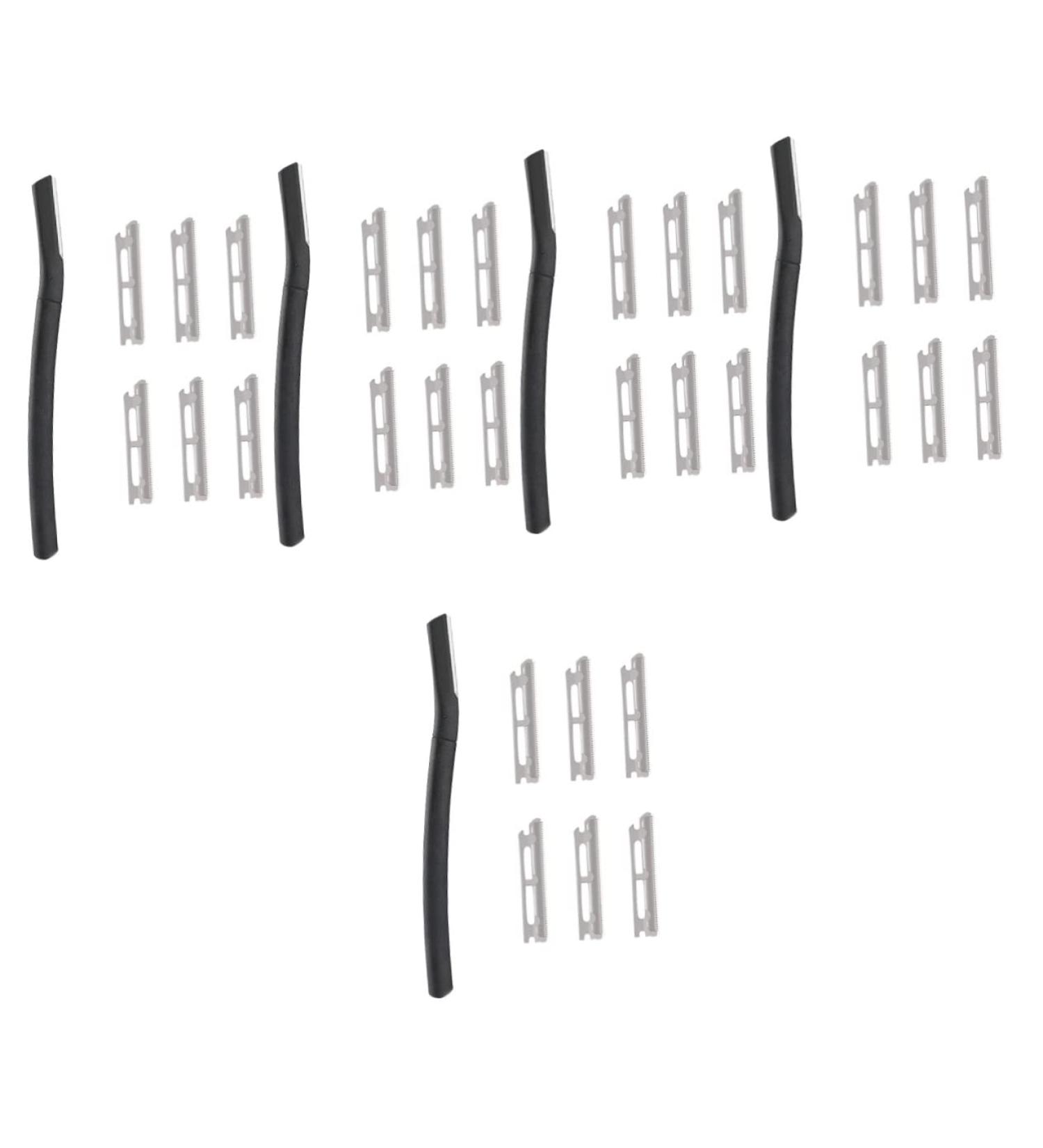 Minkissy Eyebrow Razor Set - 5 Portable Stainless Steel Dermaplaning Tools for Painless Hair Removal | Perfect for Eyebrow Shaping - Black - Buy Online on GoSupps.com