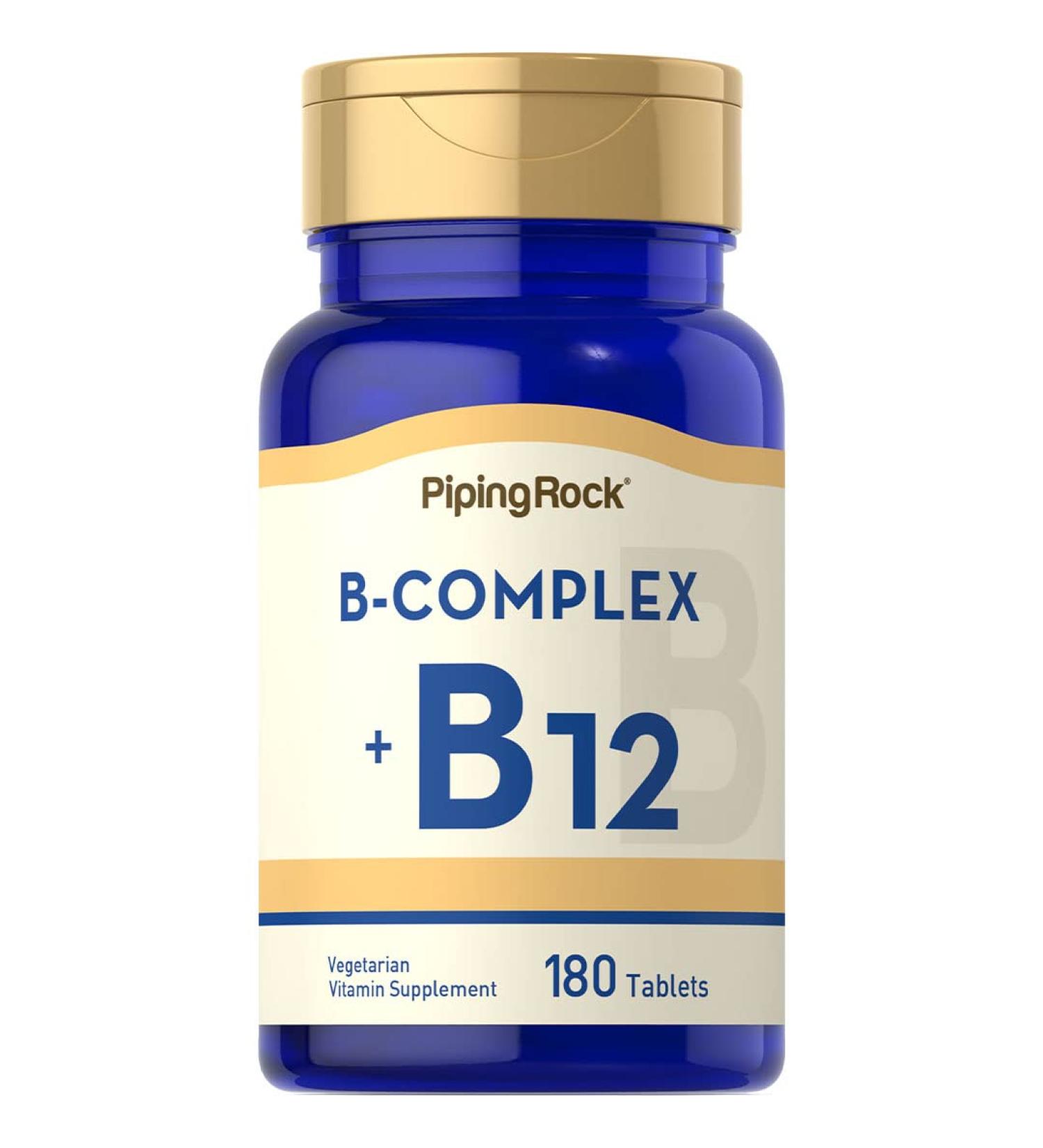 Piping Rock Vitamin B Complex 180 Tablets with B12 | Vegetarian Non-GMO Gluten Free Supplement - Buy Online on GoSupps.com