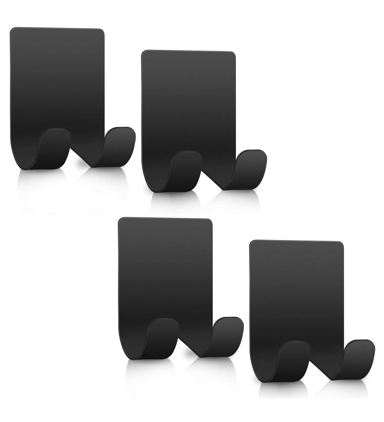 4-Pack Black Stainless Steel Razor Bracket - Self-Adhesive Shower Holder & Multi-Purpose Hook for Bathroom Kitchen & More - Buy Online on GoSupps.com