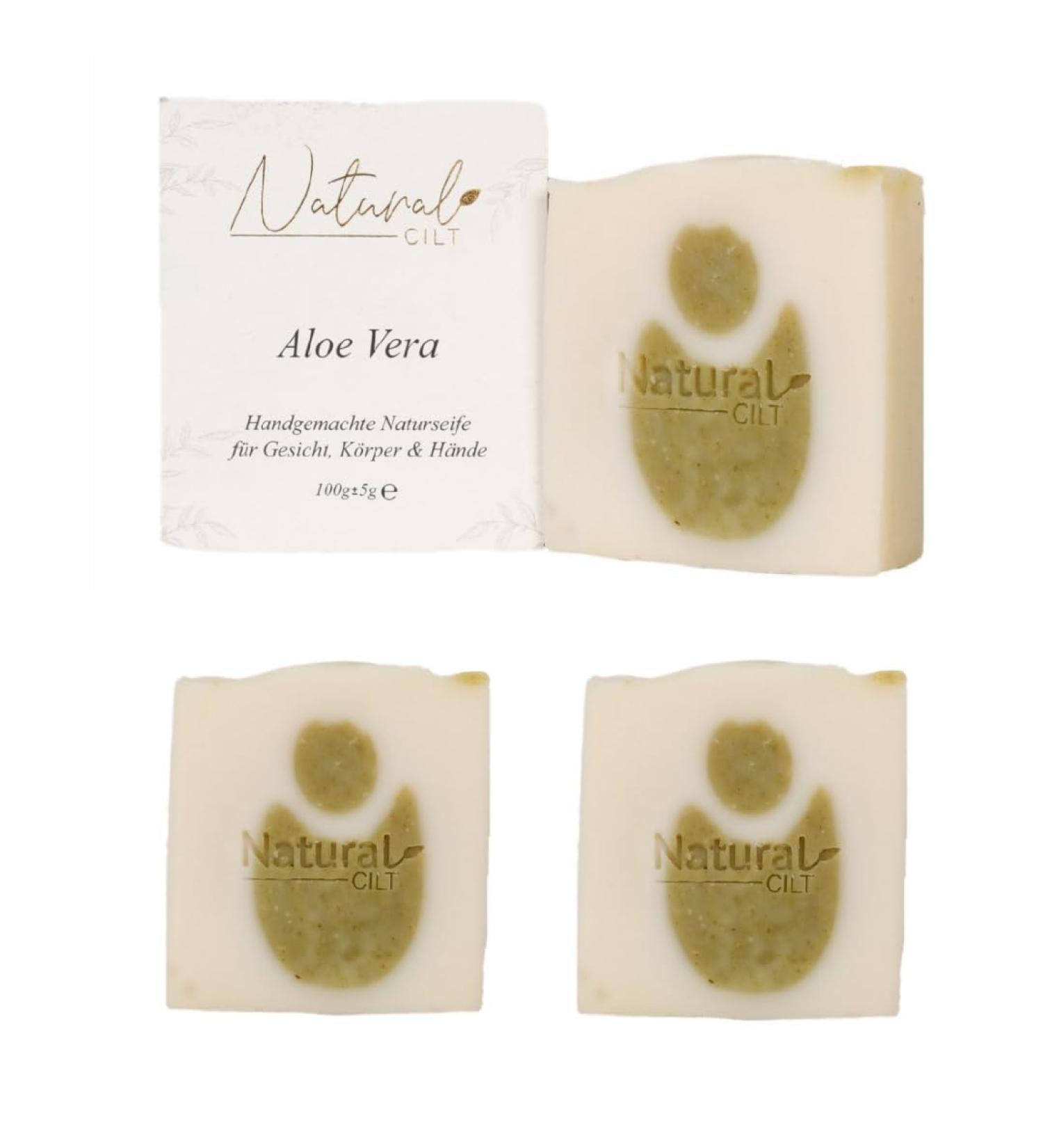 3x Natural Aloe Vera Soap - 100% Handmade No Harmful Ingredients - Certified Shower Gel for All Skin Types - 100g | Natural Skincare Essentials - Buy Online on GoSupps.com