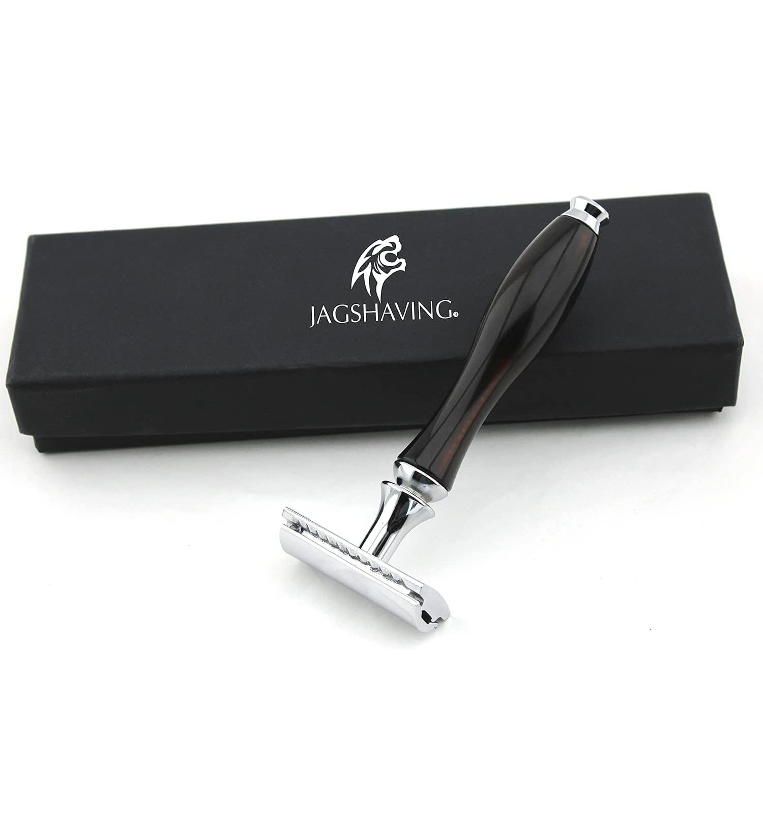 JAG Shaving Razor Set | Double Edge Razor with Leather Case | Perfect for Brush & Travel - International Shipping Available - Buy Online on GoSupps.com