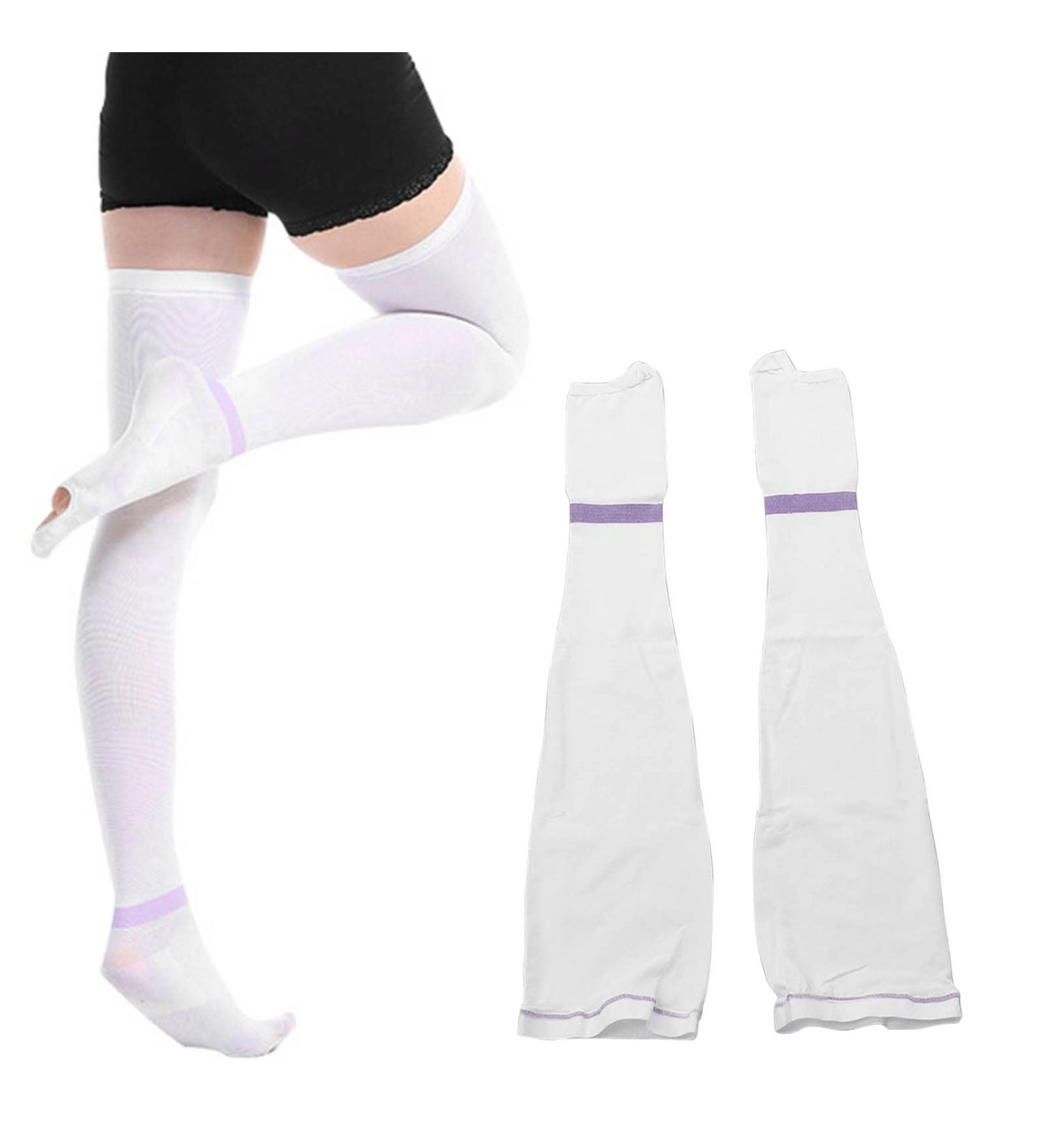 Thigh-High Compression Stockings - Breathable Hose for Varicose Veins & Edema Relief (XL) | Prevent Leg Swelling - Buy Online on GoSupps.com