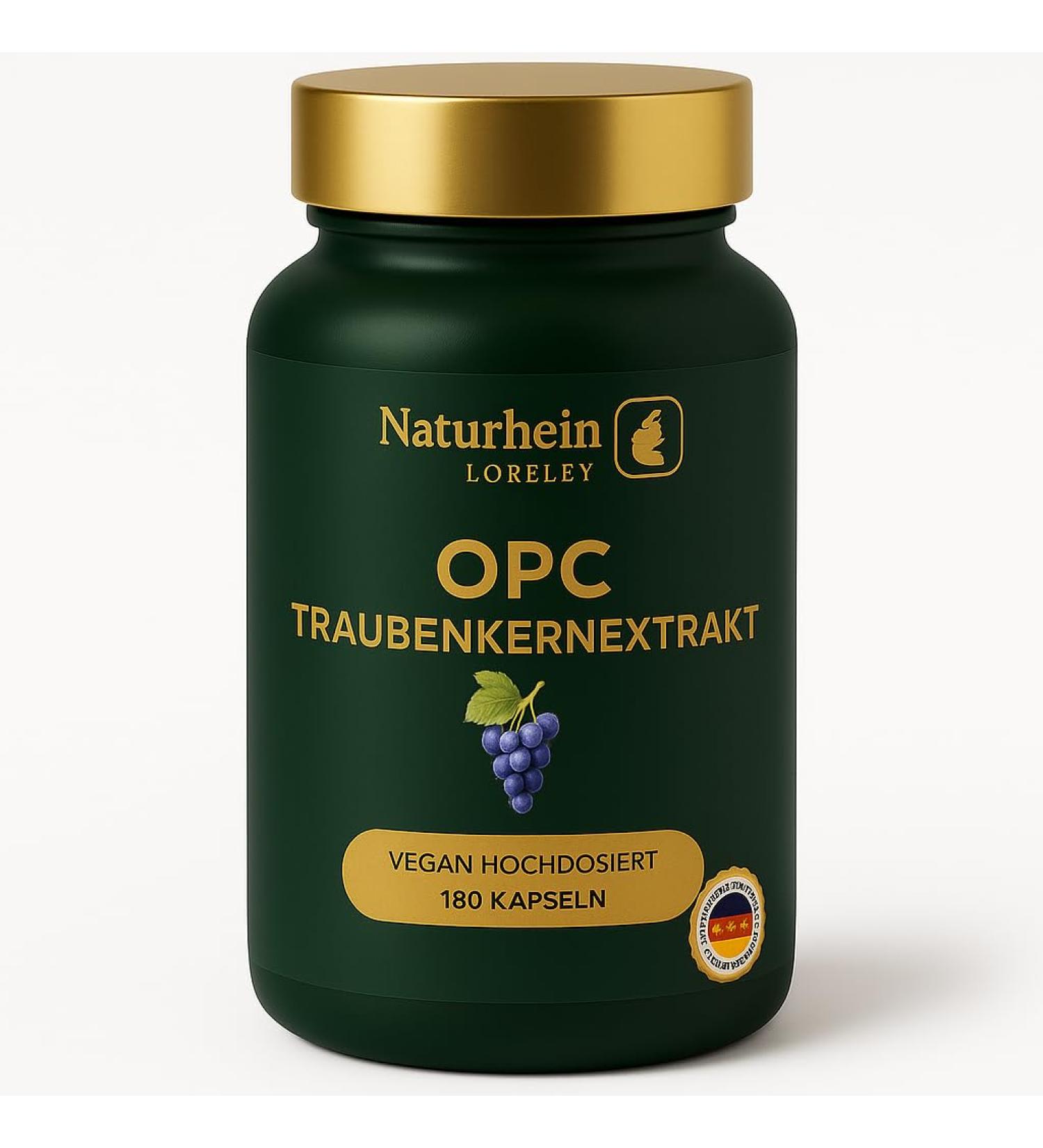  LEONARDINO NatuRhein LORELEY Germany OPC Grape Seed Extract - High Dosed from Premium Wine Grapes - 180 Vegan Capsules - Natural & Pure OPC - Lab Tested in - Buy Online on GoSupps.com