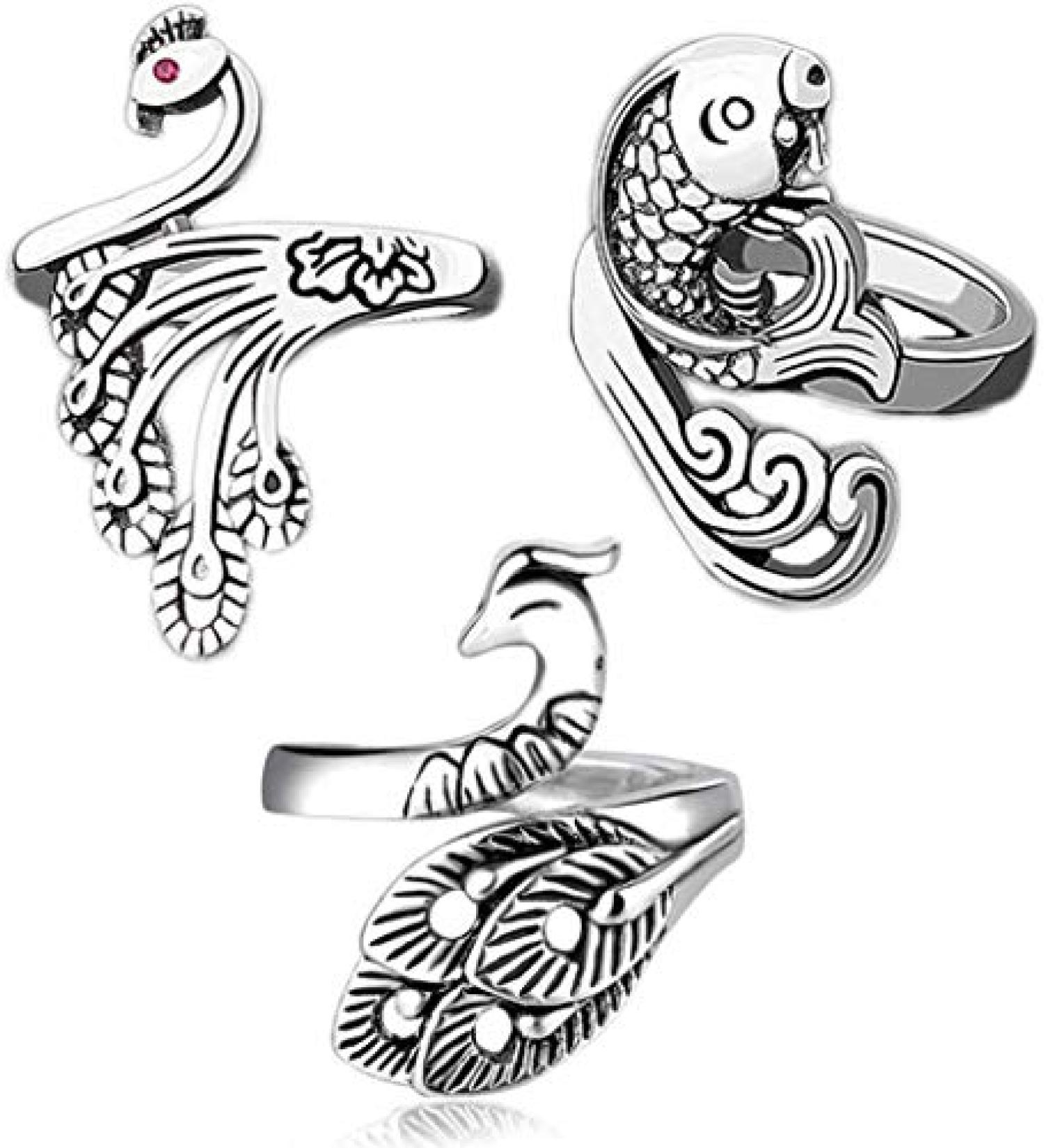 Faster Knitting with 3 Adjustable Knitting Loop Rings - Yarn Guide, Finger Thimble, Peacock, Fish & Braided Rings - Buy Online on GoSupps.com