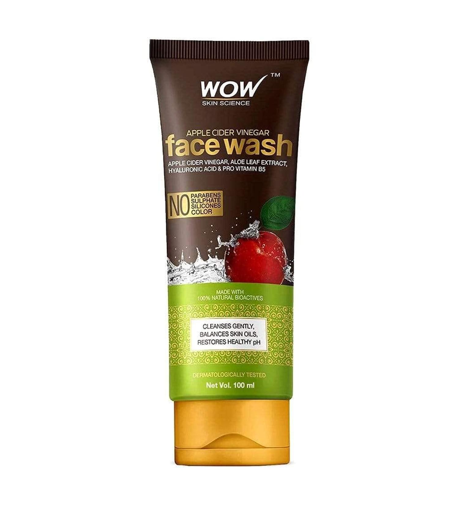 WOW Skin Science Apple Cider Vinegar Face Wash Gel - Deep Pore Cleanser for Smooth Skin Blackhead Removal & Acne Reduction - Daily Facial Cleanser for All Ages - 100ml - Buy Online on GoSupps.com