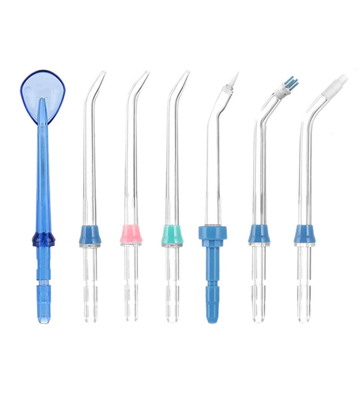 Water Flosser Replacement Tips TUREWELL 6PCS Replacement Heads Standard and Functional Jet Tips and 1 Tongue Cleaner for Family Oral Irrigator FC165 FC168 FC169 FC166 FC163 FC162 FC188 FC288