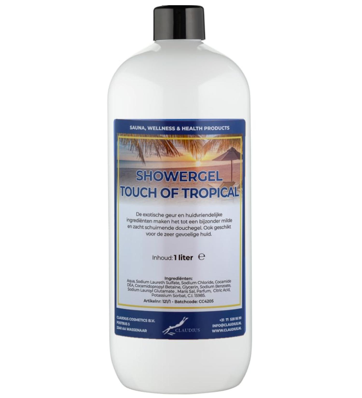 Claudius Showergel Touch of Tropical 1 liter met dop wit