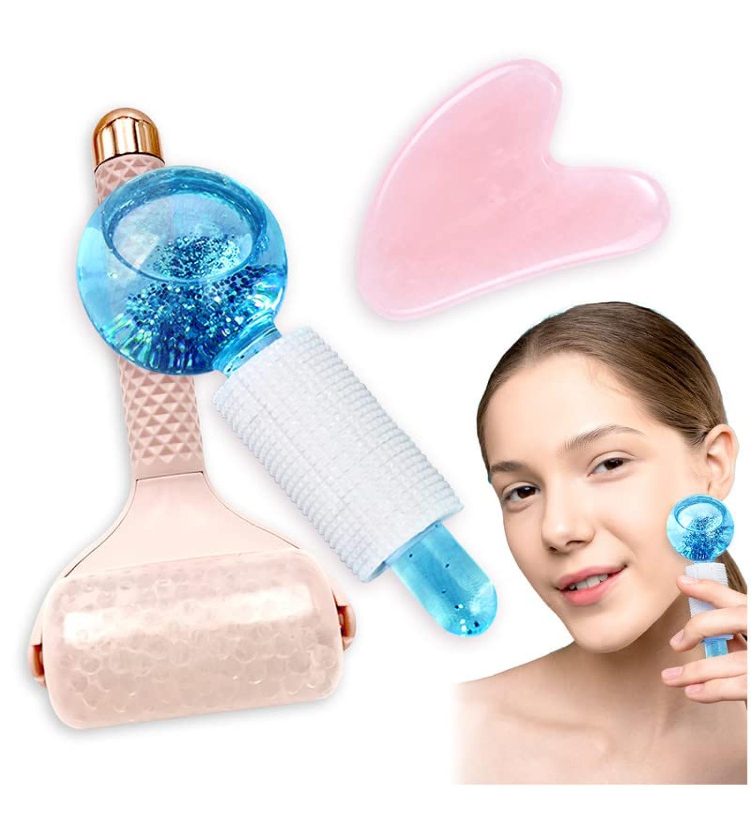 Kalevel Beauty Ice Roller & Gua Sha Set | Face Massager for Anti-Aging Migraine Relief & Skin Care | International Shipping Available - Buy Online on GoSupps.com