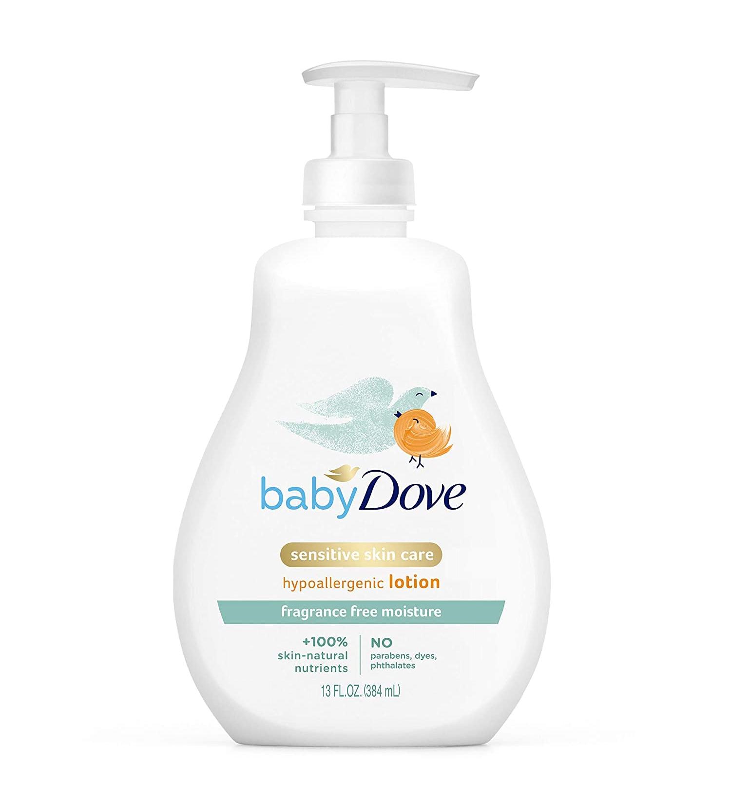 Dove Baby Lotion Sensitive Moisture Fragrance-Free 13 fl oz | Gentle Hydration for Delicate Skin - Buy Online on GoSupps.com