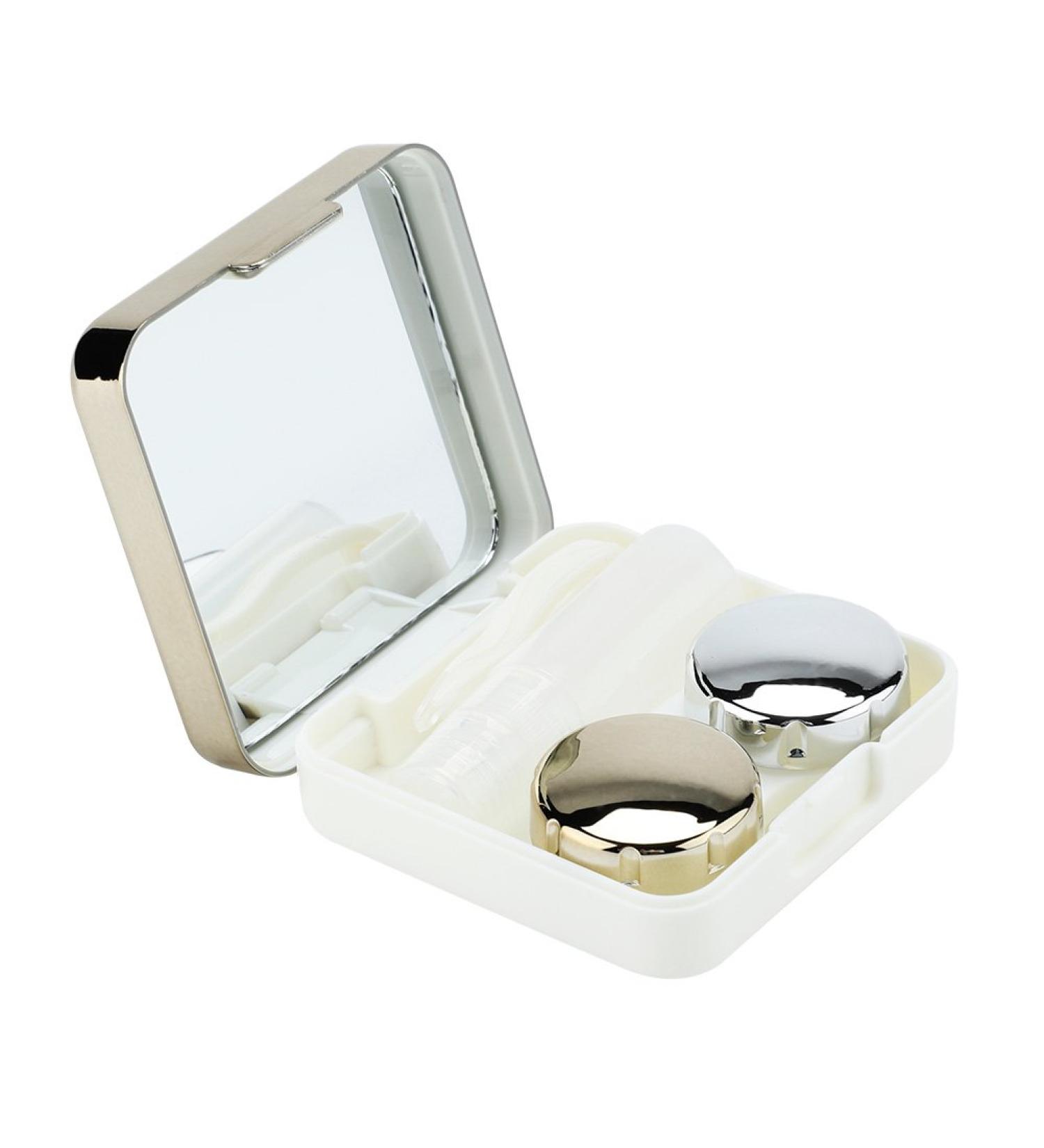 Semme Gold Contact Lens Container - Eye Care Travel Kit with Mirror Holder & Soak Case - Buy Online on GoSupps.com