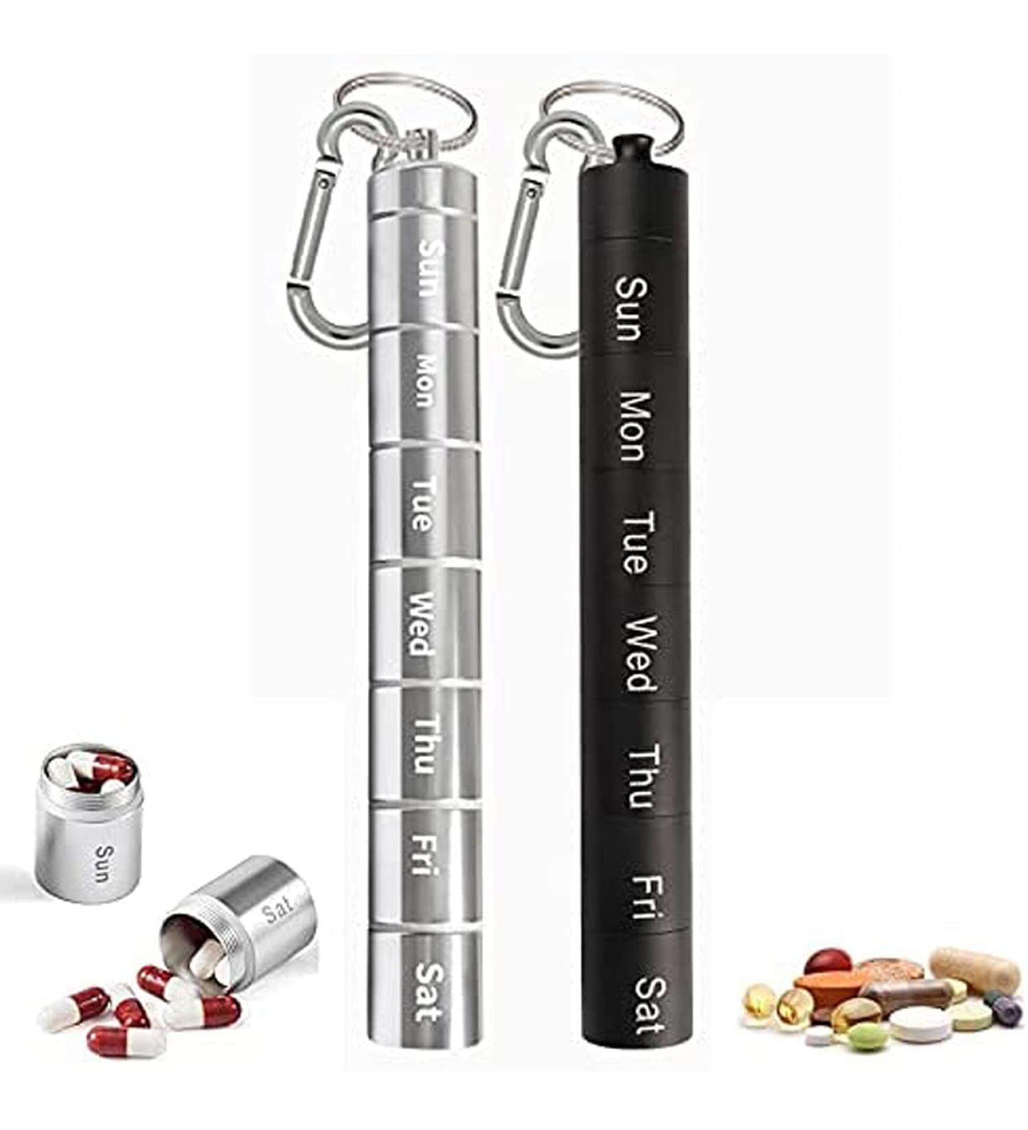 Weekly Pill Box - Portable Waterproof 7-Day Split Aluminum Alloy Pill Organizer - International Shipping - Buy Online on GoSupps.com
