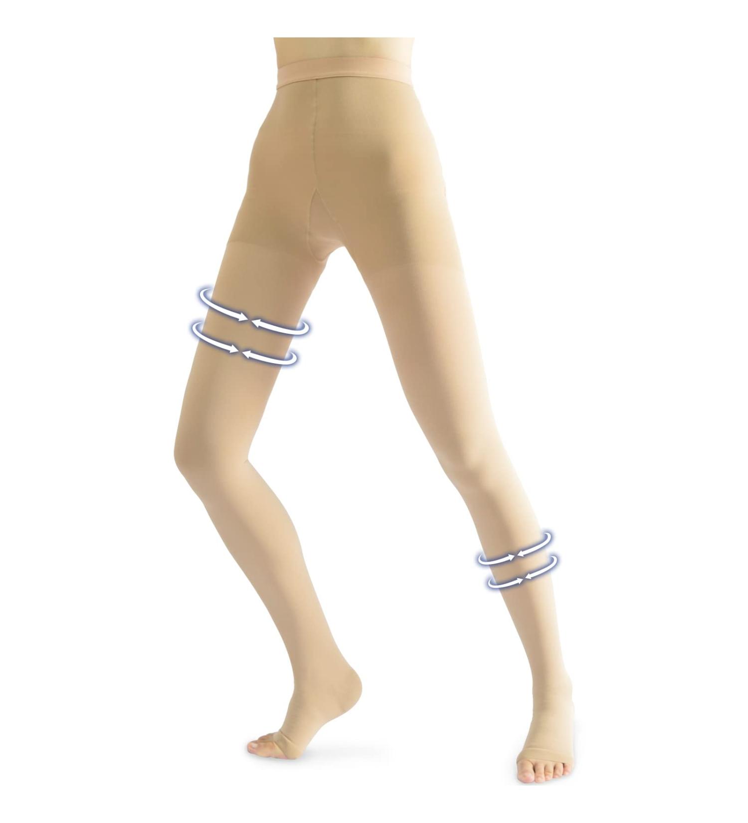 Beister Class 2 Medical Compression Tights - Open Toe Thigh High Pantyhose 20-30 mmHg for Varicose Veins & Edema - Beige XL - Men & Women - Buy Online on GoSupps.com