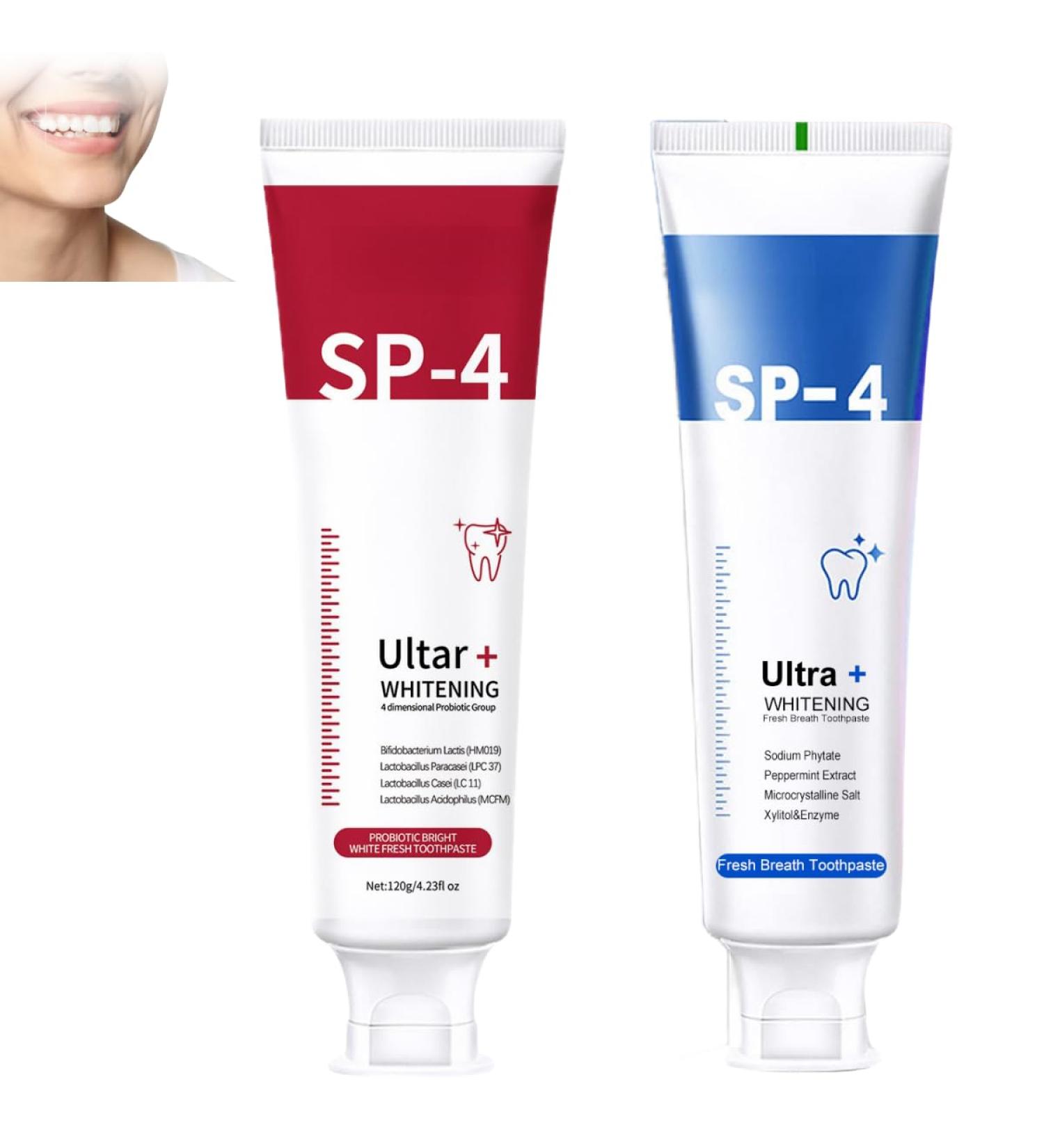 Sp4 Probiotic Whitening Toothpaste Fresh Breath Toothpaste Sp4 Teeth Whitening Paste Sp4 Deep Cleansing Care Toothpaste 2pcs a - Buy Online on GoSupps.com