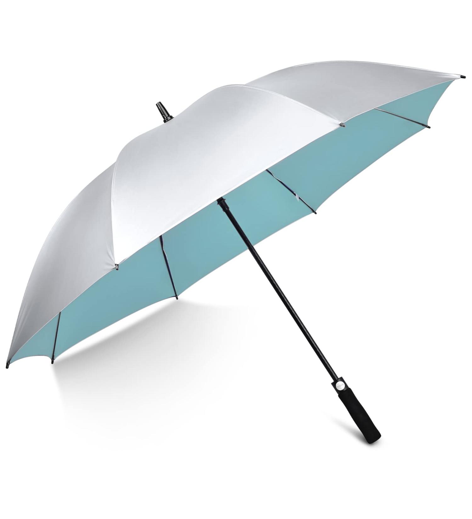 G4Free 62 Inch Windproof UV Protection Golf Umbrella - Silver Coated, Automatic Open Stick Umbrella - Silver/Lake Blue - Buy Online on GoSupps.com