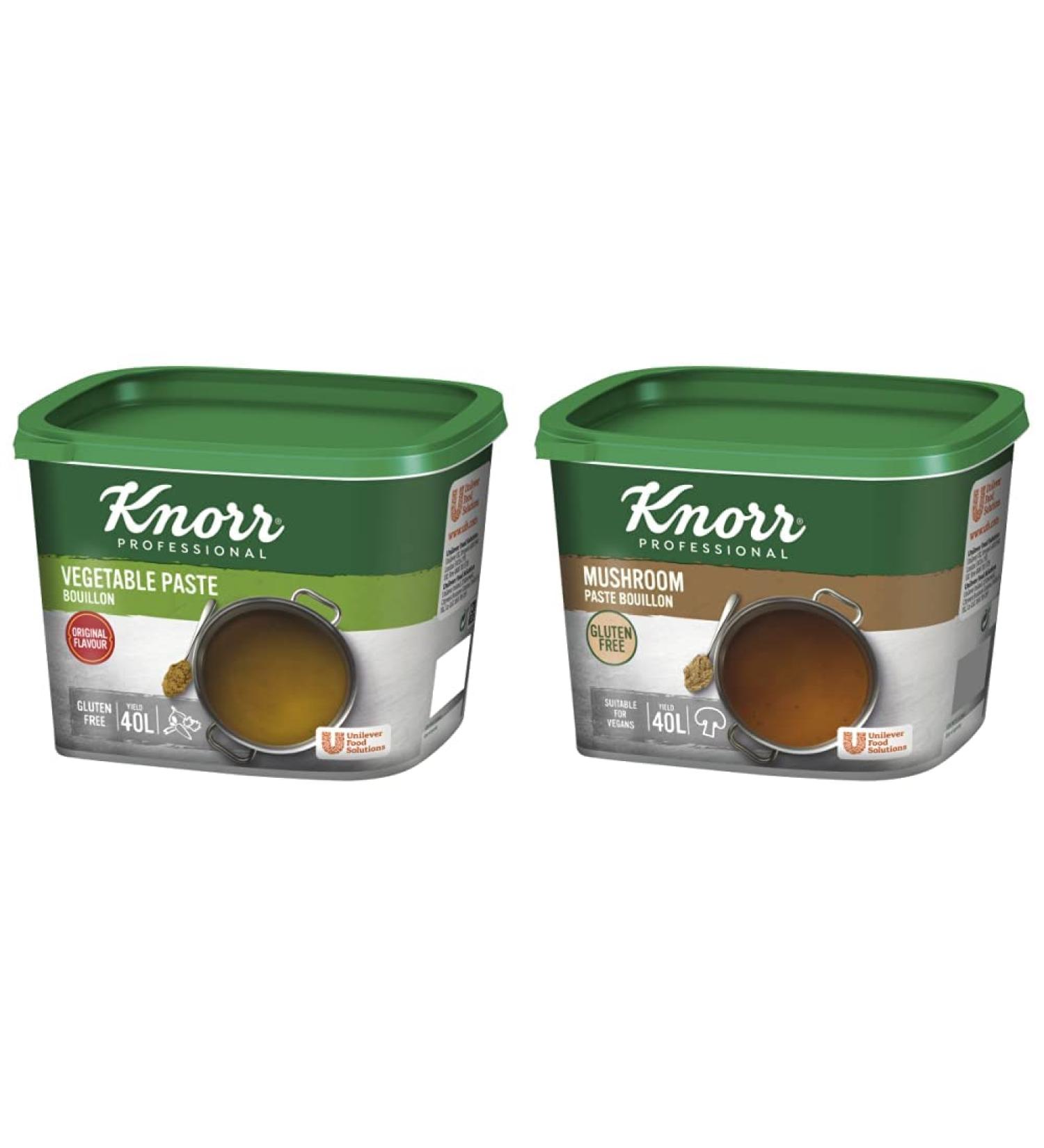 Knorr Gluten Free Vegetable Paste Bouillon 1kg & Gluten Free Mushroom Paste Bouillon 1kg - Buy Online on GoSupps.com