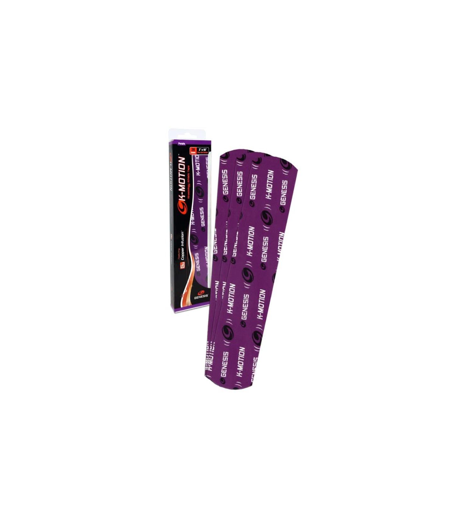 Genesis K-Motion Tape with Copper Infuzion- Purple Pre-Cut Pack (20 Count)