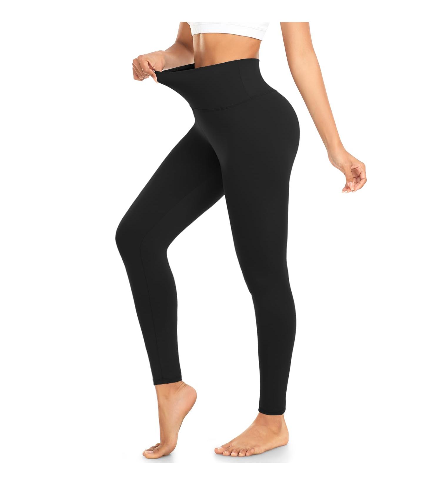 BLONGW Sports Leggings for Women - High Waist Opaque Tummy Control Yoga Gym Fitness Pants in Black - International Shipping Available - Buy Online on GoSupps.com