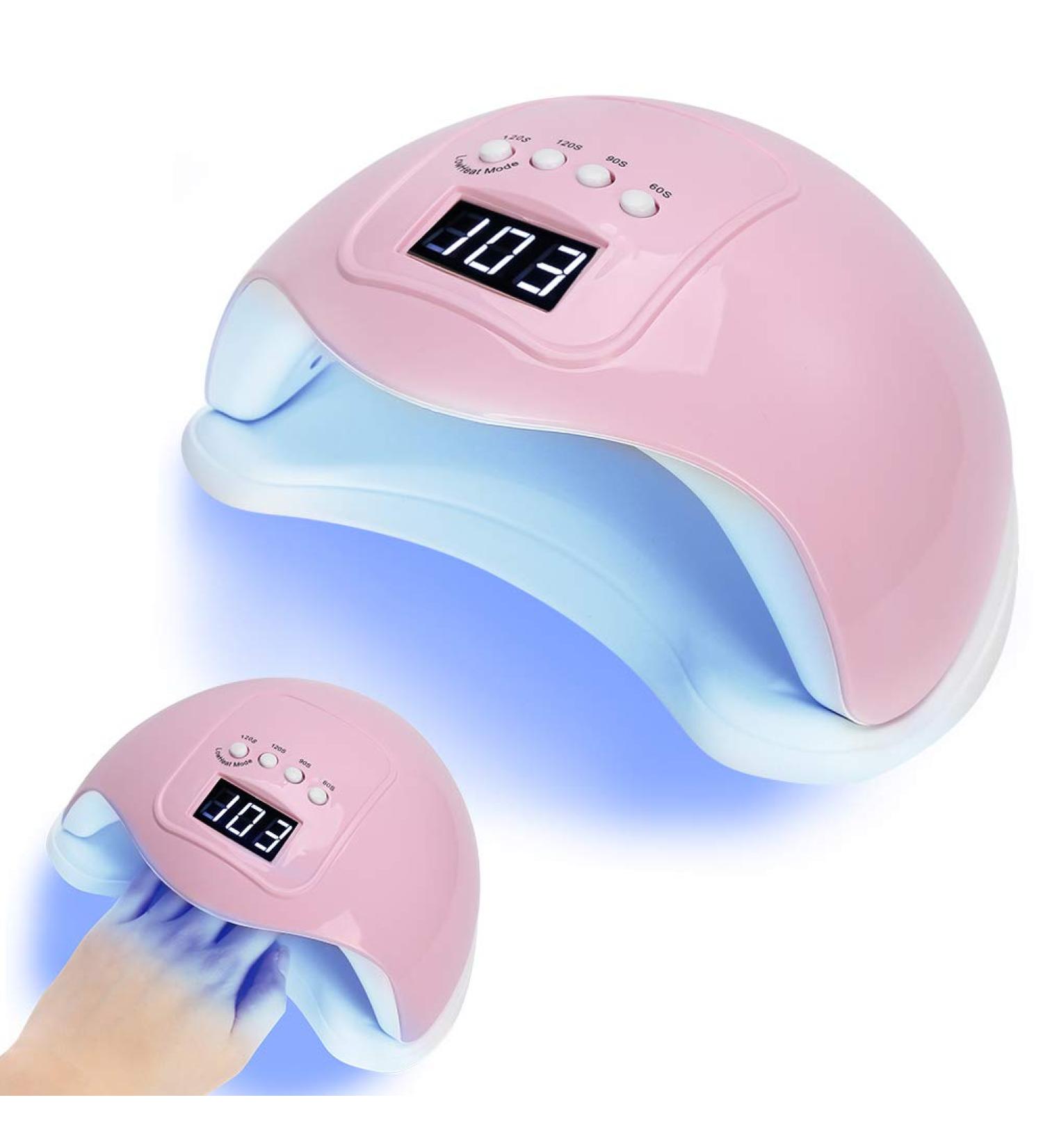 48W UV LED Nail Lamp for Gel Nails Polish | Professional Salon Curing Light with 4 Timer Settings and Sensor | Pink - Buy Online on GoSupps.com