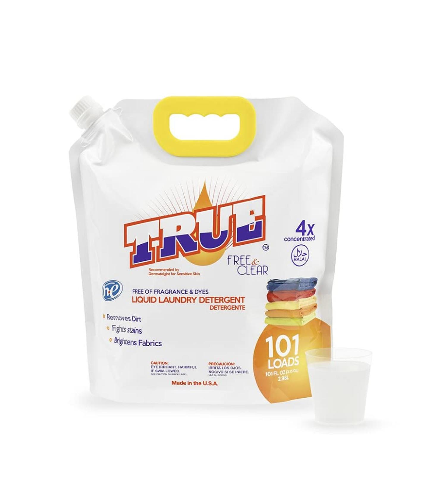 True Detergent Free & Clear Laundry Detergent - 101 Loads Unscented & Halal 4x Concentrated Sensitive Skin Friendly Made in USA - Buy Online on GoSupps.com