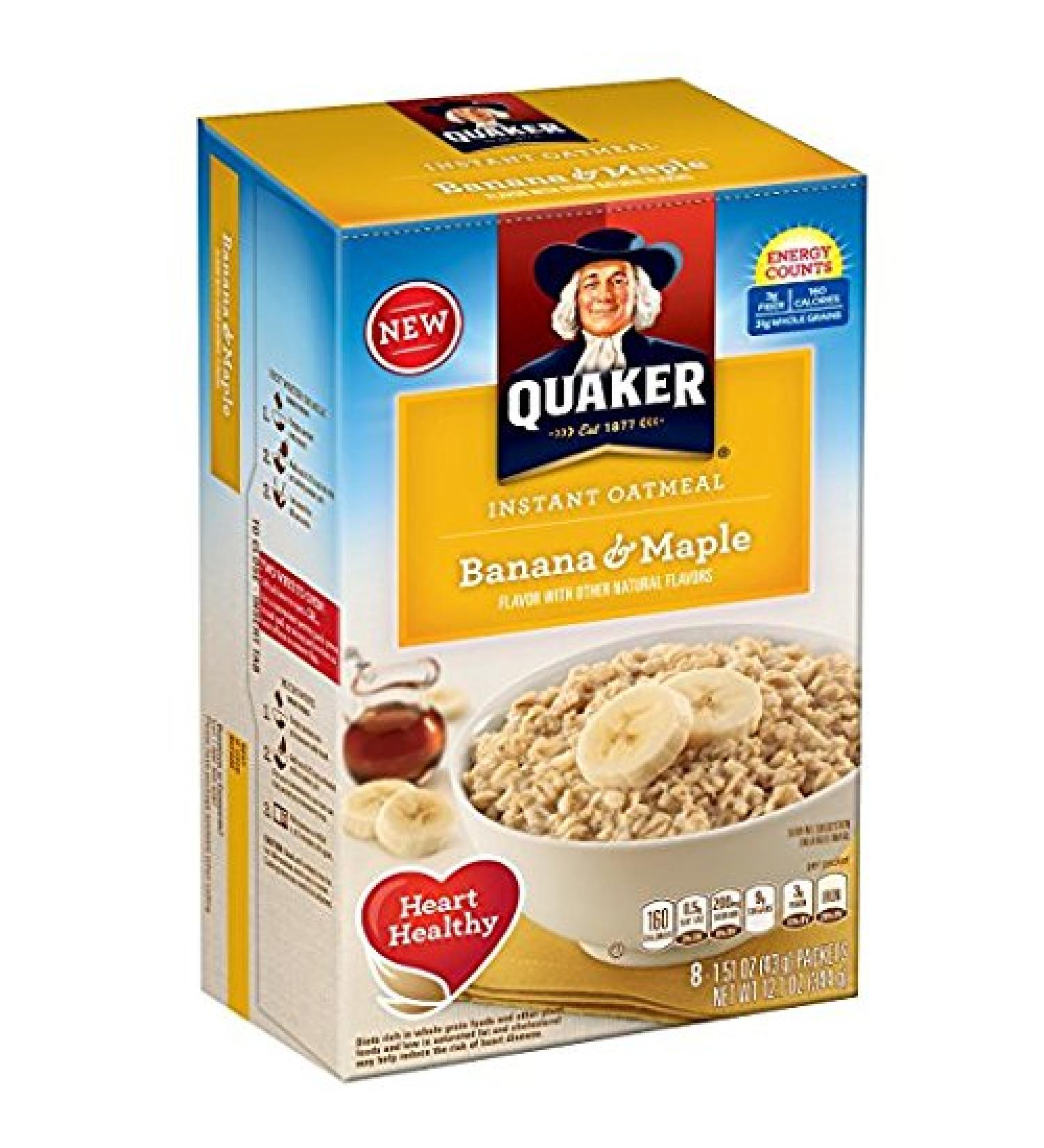 Quaker Instant Oatmeal Breakfast Cereal Maple Banana 12.1oz (Pack of 2) - Delicious and Nutritious Option for a Quick Morning Meal - Buy Online on GoSupps.com