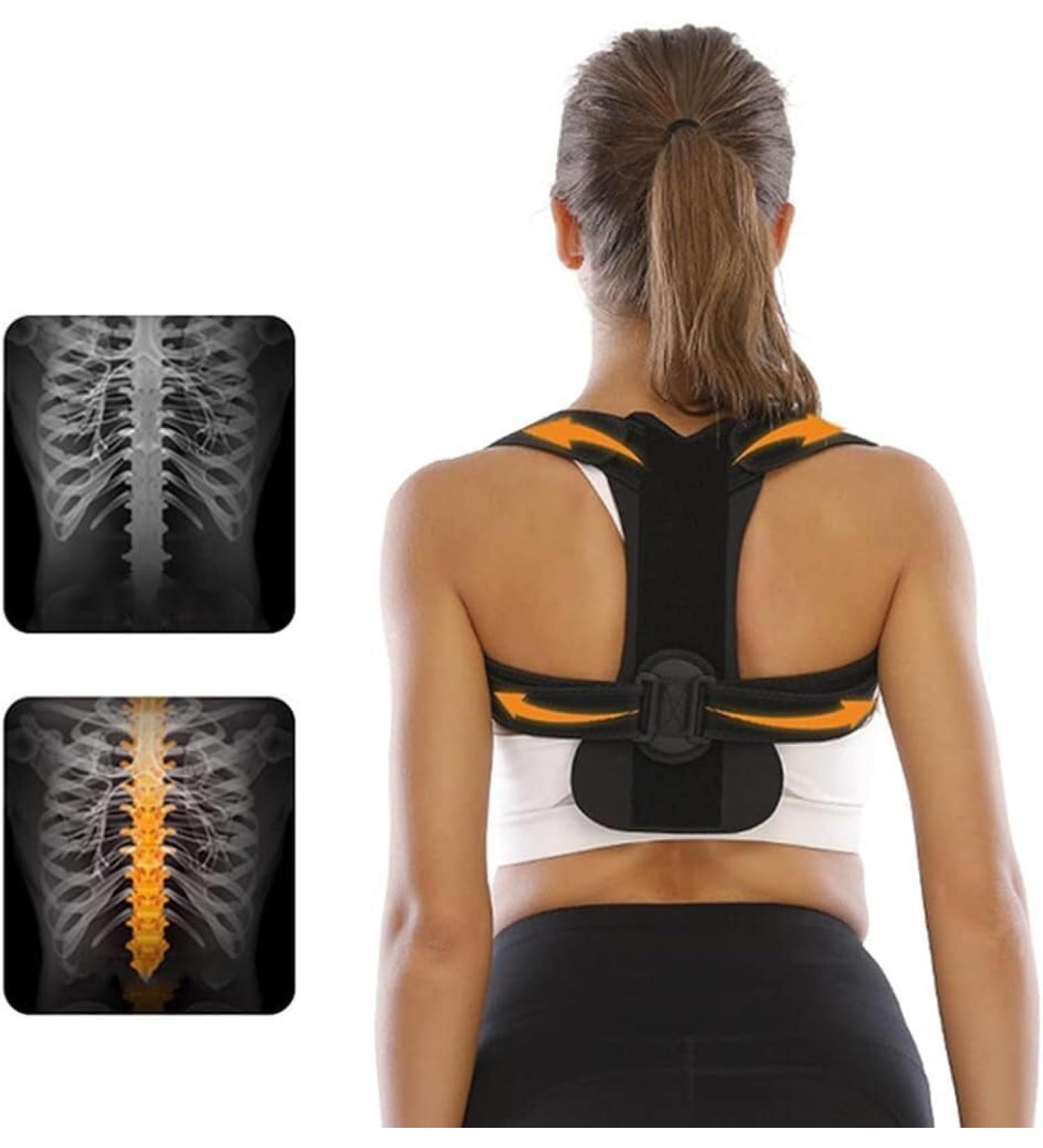 Posture Corrector Upper Back Brace - Clavicle Support for Neck Back & Shoulder Pain Relief - One Size Fits All - Ideal for Students & Adults - Black - Buy Online on GoSupps.com