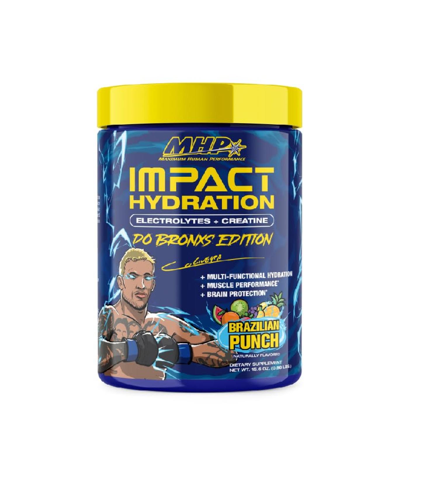MHP Impact Hydration Do Bronx Edition Electrolyte Creatine Sports Drink Mix No Artificial Sweeteners or Colors Performance Strength Recovery Brazilian Punch 30 Servings - Buy Online on GoSupps.com