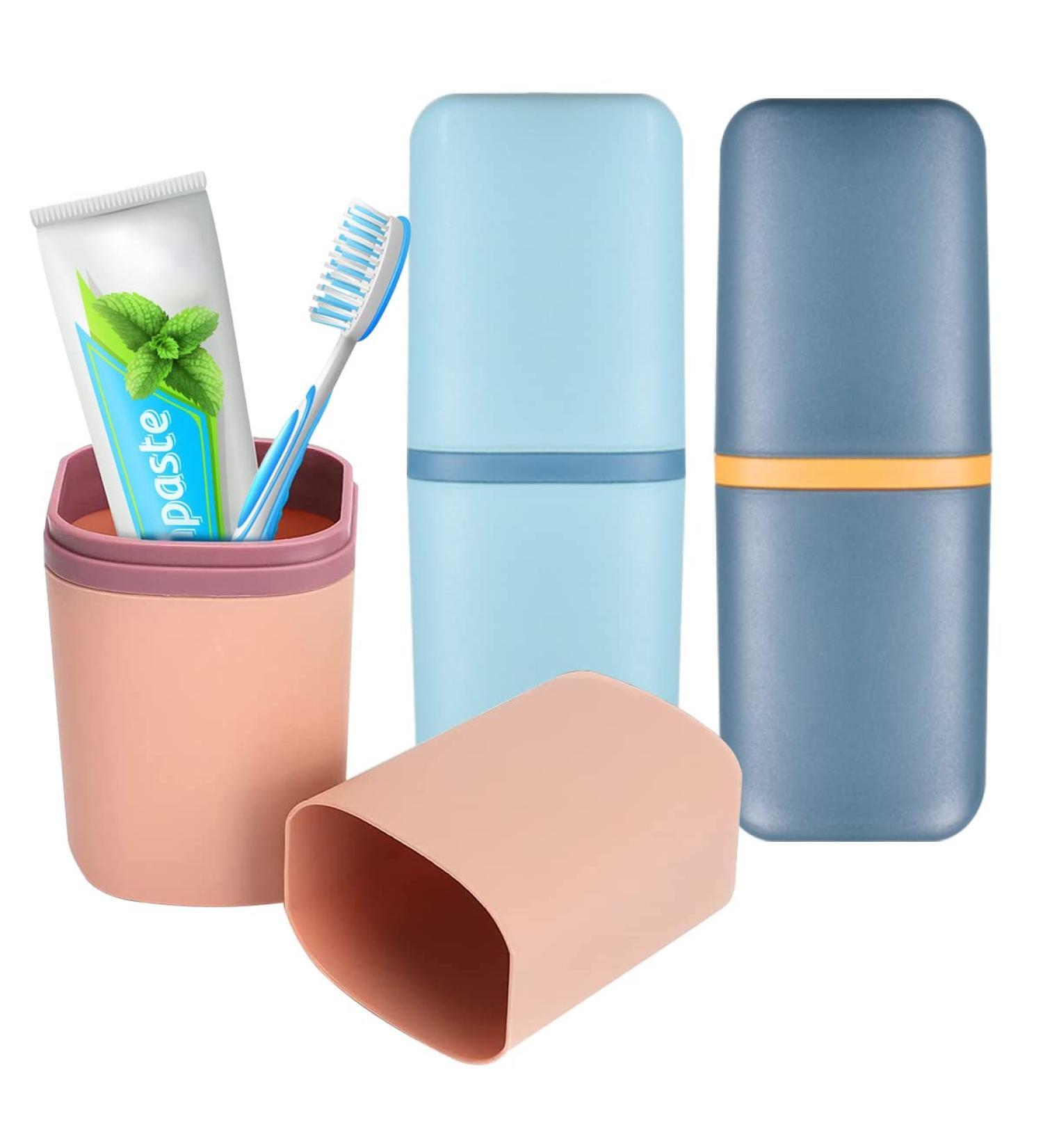 3-Piece Travel Toothbrush Set | Portable Toothbrush Holder & Cup for Camping Hiking & Home - Buy Online on GoSupps.com