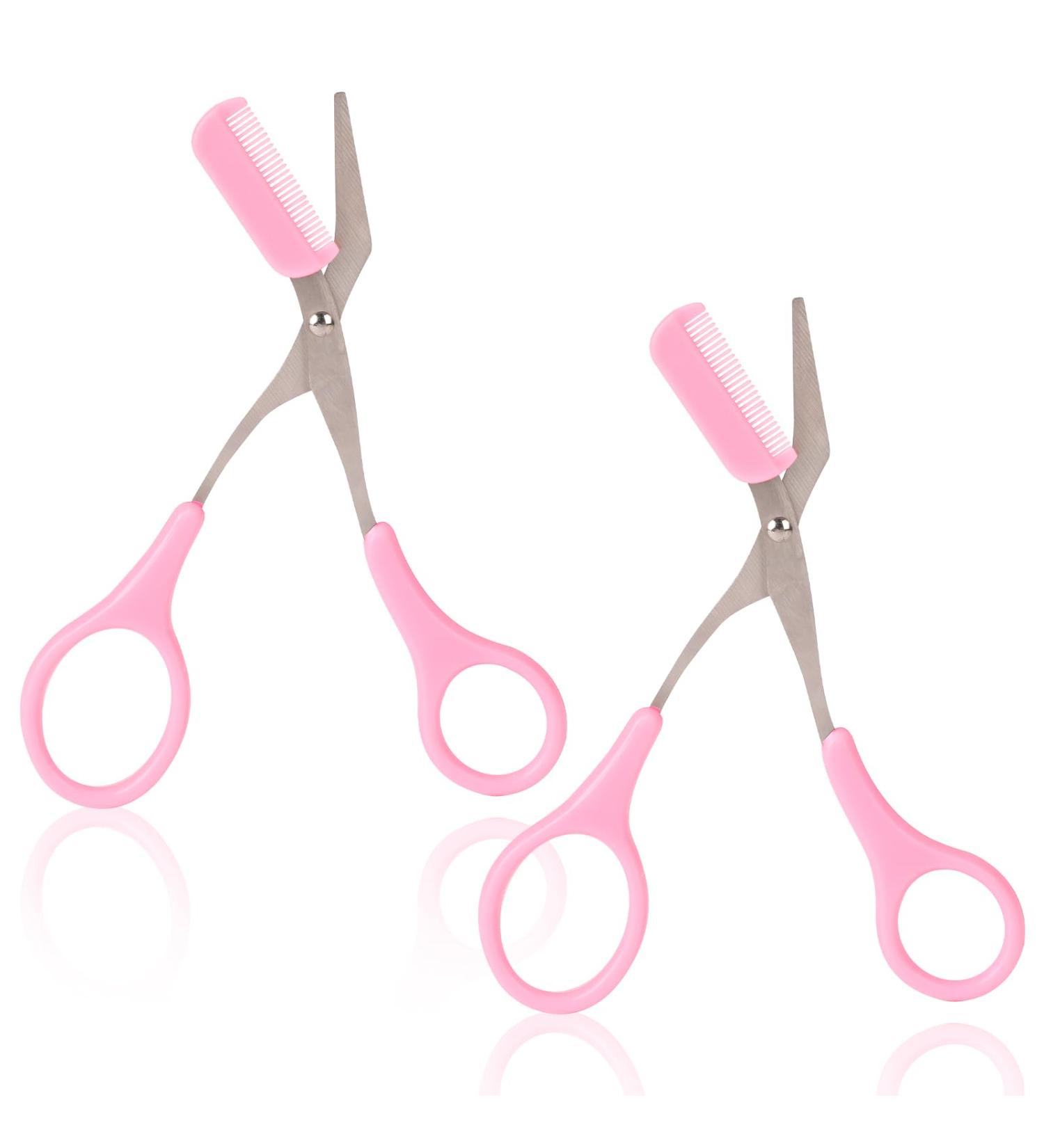 Professional Eyebrow Scissors with Comb - Precision Trimming Tool for Men and Women (Dark Pink) - Buy Online on GoSupps.com