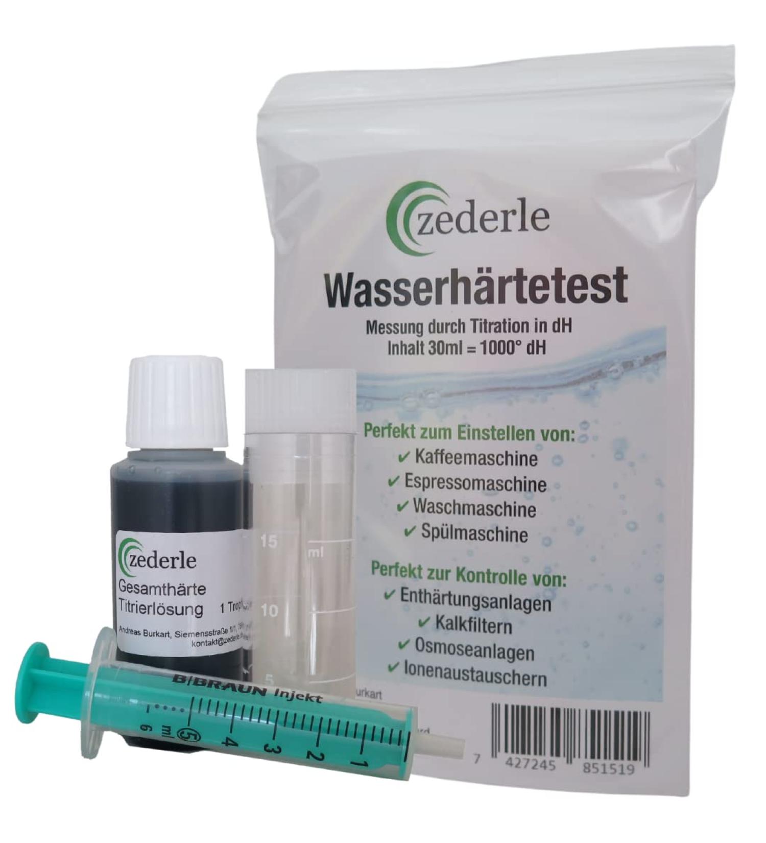 Zederle Water Hardness Test Set - 1x 30ml - 1000 Drops - 40-500 Measurements - Fast Simple Precise - Made in Germany - Buy Online on GoSupps.com