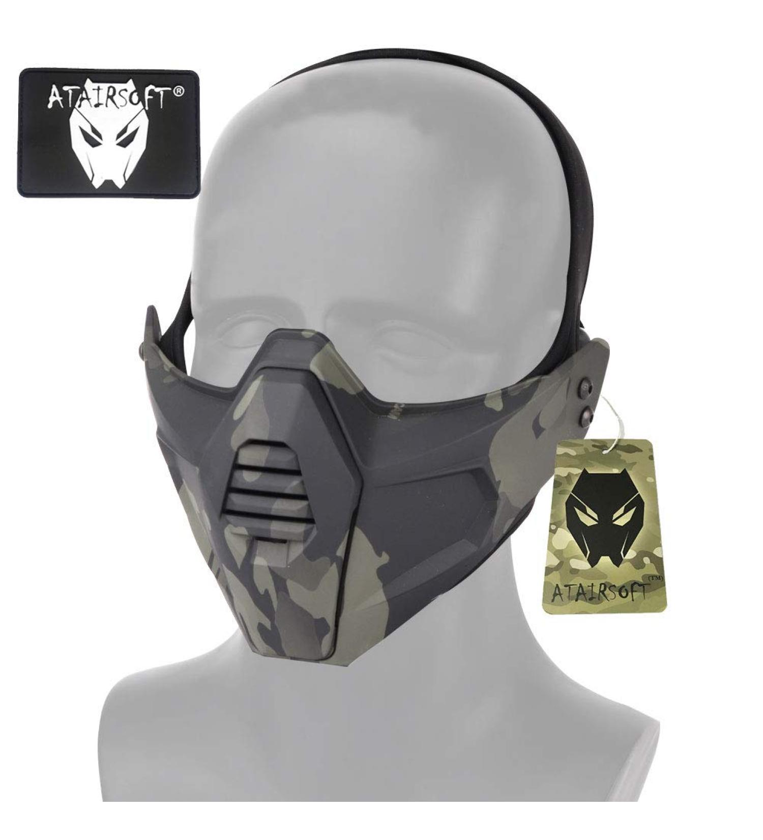 Atairsoft 3D Tactical Half Face Mask - Protective Military Paintball Mask for Outdoor Activities & Halloween - CS Hunting Accessories McBk - Buy Online on GoSupps.com