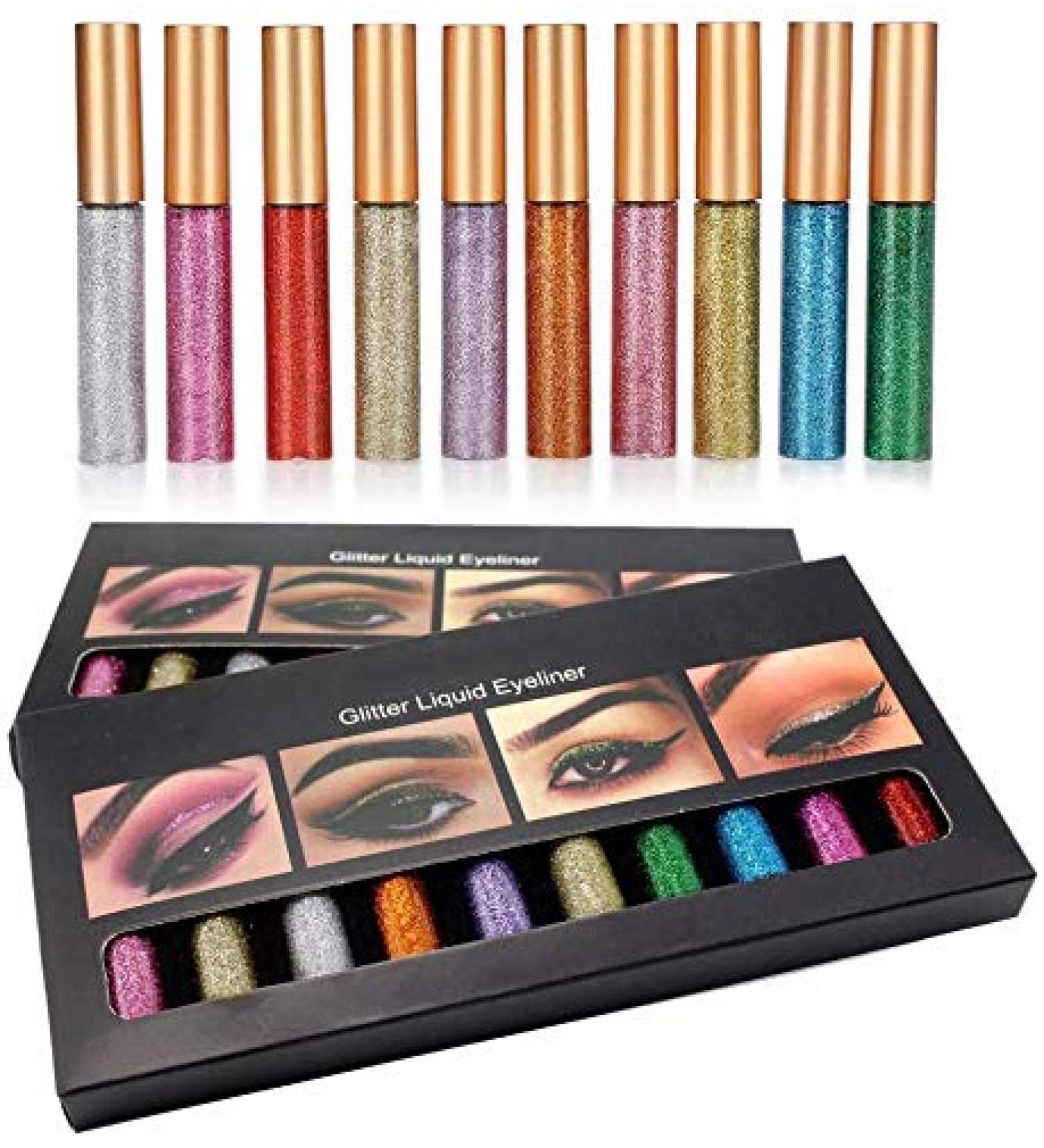 Buy Eyelin Gold Glitter Eyeliner | Shiny Liquid & Sequin for Kids' Latin Dance Makeup - 10 Stunning Looks! - Buy Online on GoSupps.com