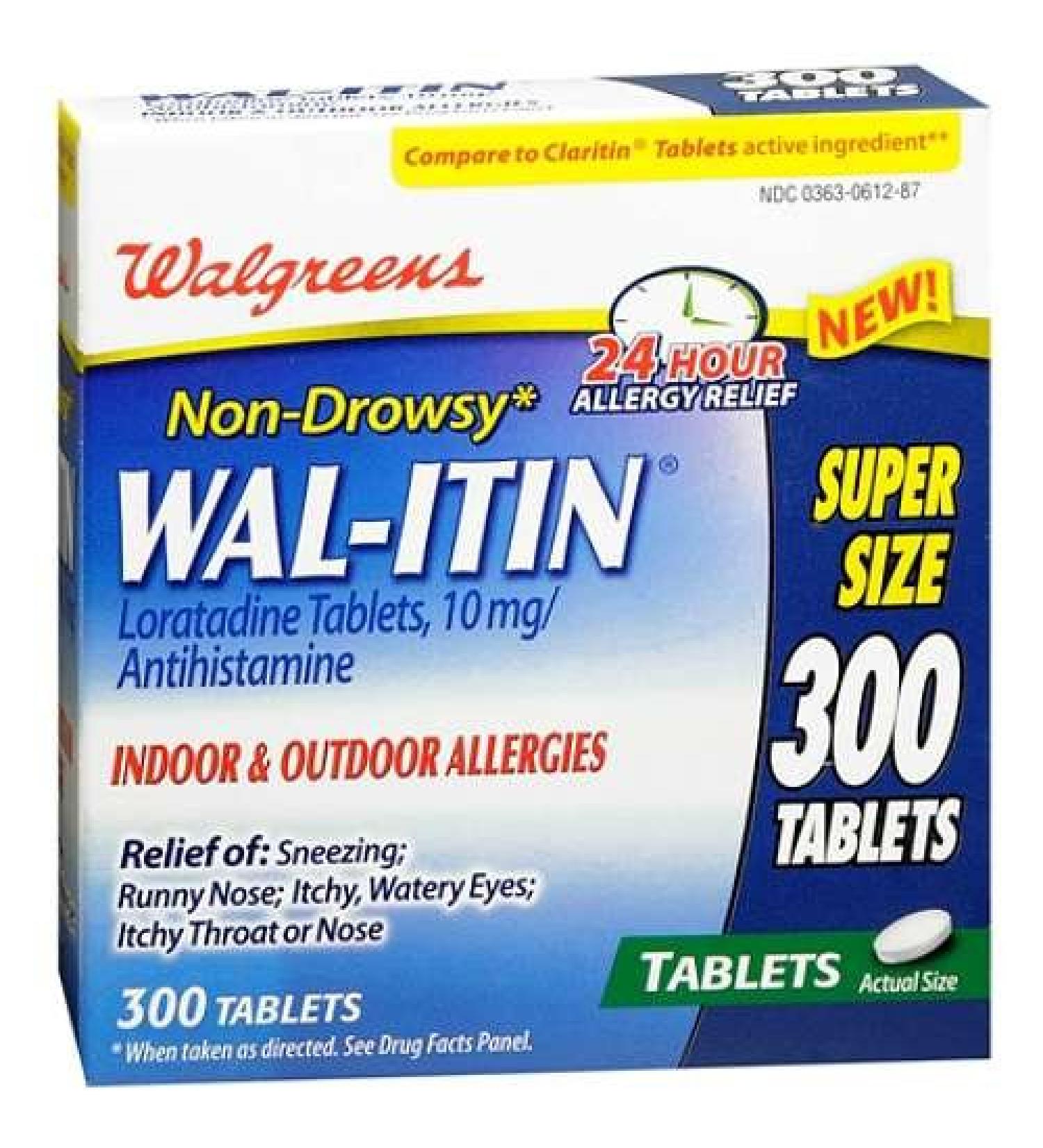 Walgreens Wal-Itin 24 Hour Allergy Relief Tablets 300 ea