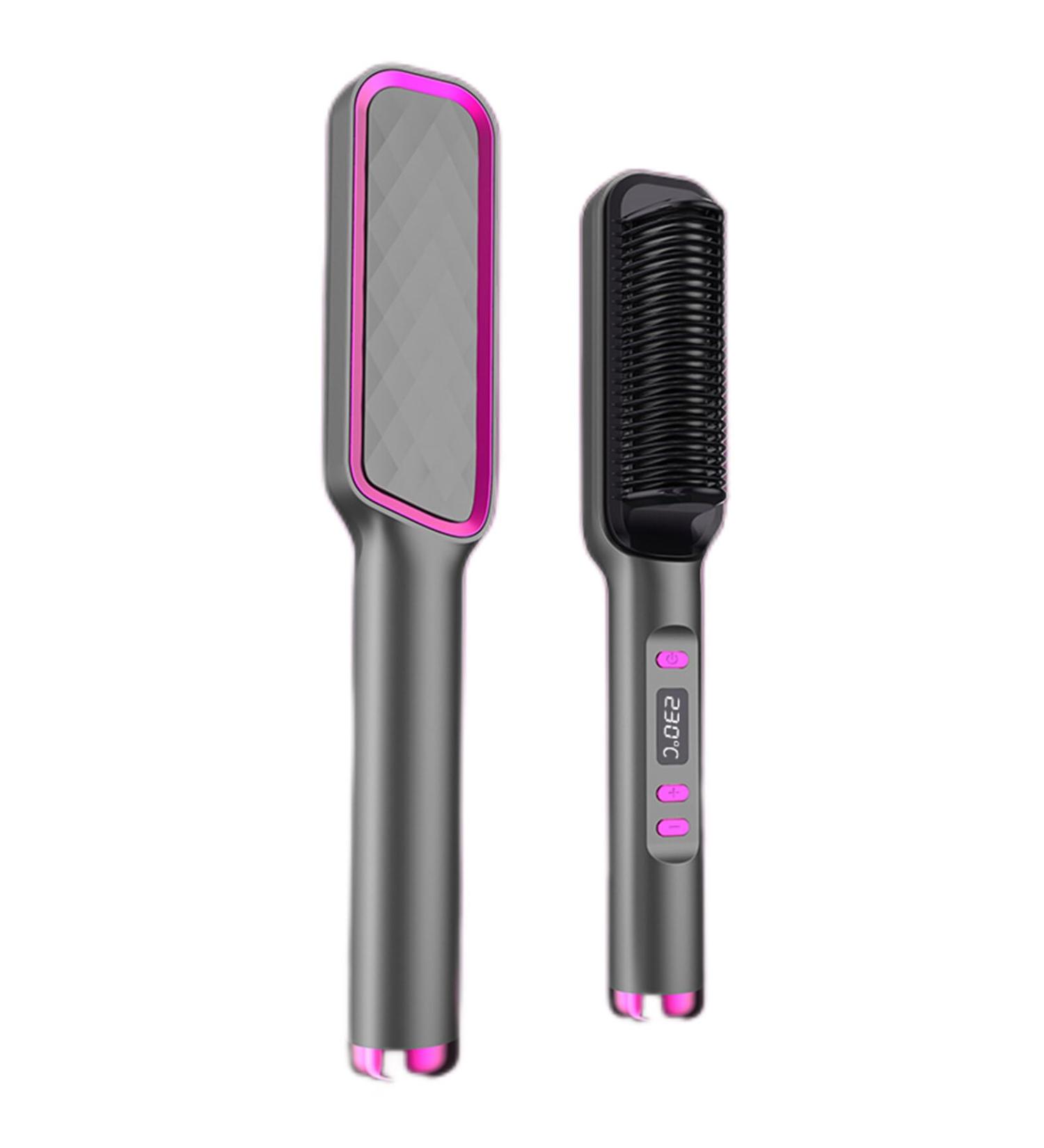Yuehuam Negative Ion Hair Straightener with 5 Temp 2 in 1 Brush and Curler LED Display Anti-Scald Design Professional Styling Tools Gift for Women - Buy Online on GoSupps.com