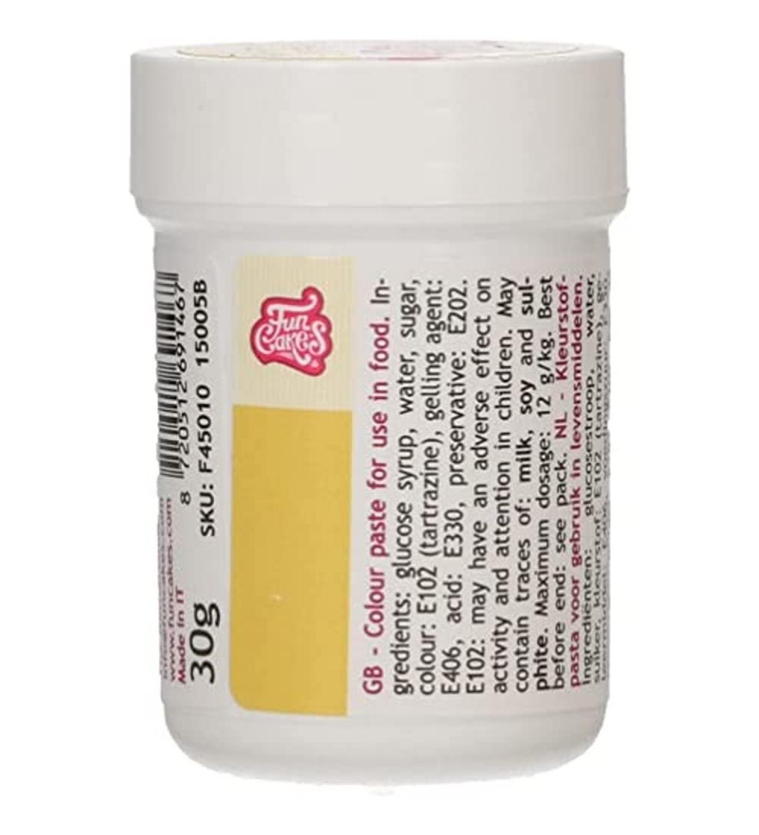 FunCakes Food Colour Paste Yellow Concentrated Food Colouring Paste for Batter Cream Fondant Marzipan Dough Modelling and Flower Paste. Halal. 30 g
