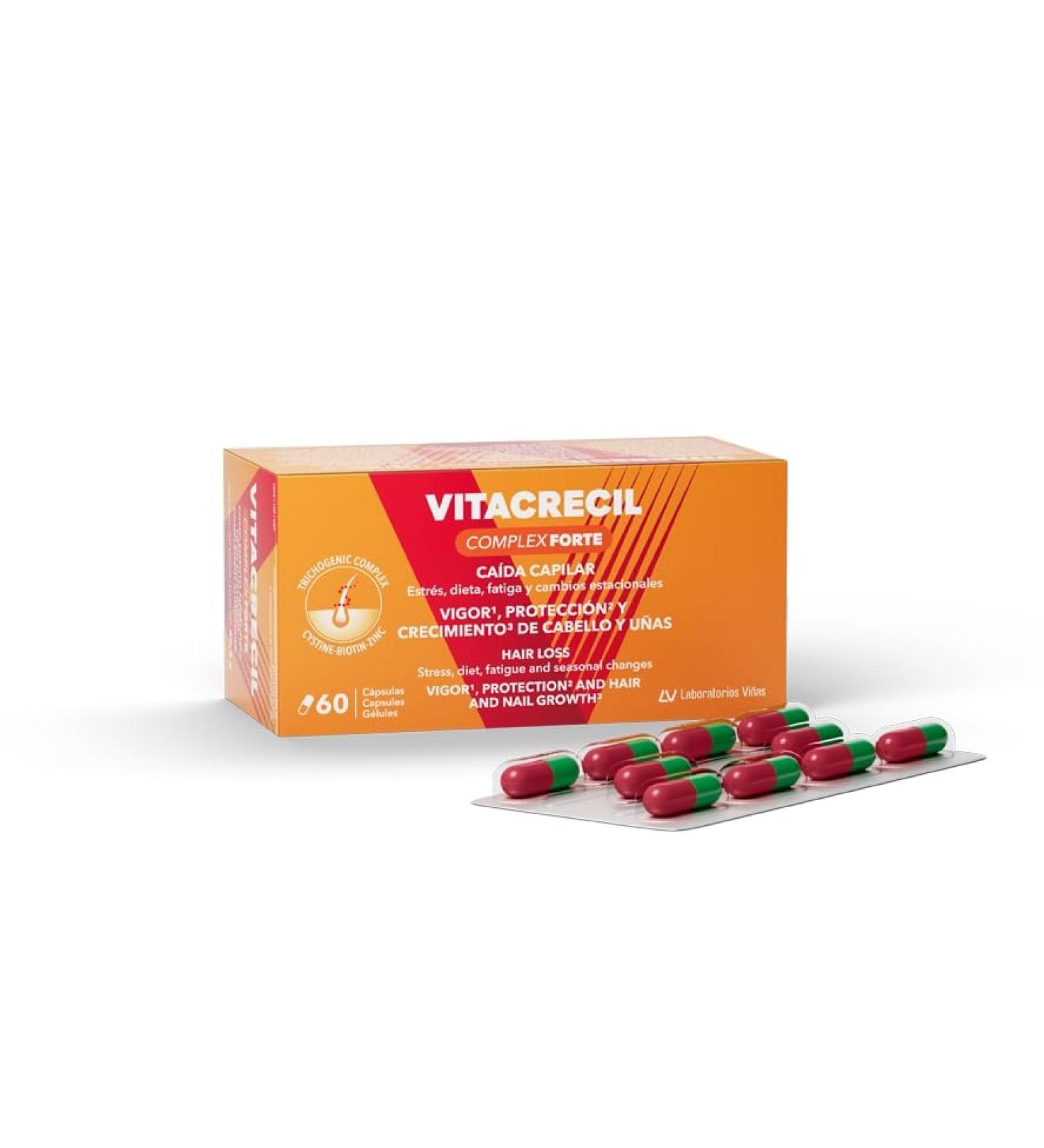  Laboratorios Vinas Vitacrecil Complex Forte 60 Capsules New Formula Vigor Protection and Growth of Hair and Nails Nutritional Supplement  - Buy Online on GoSupps.com