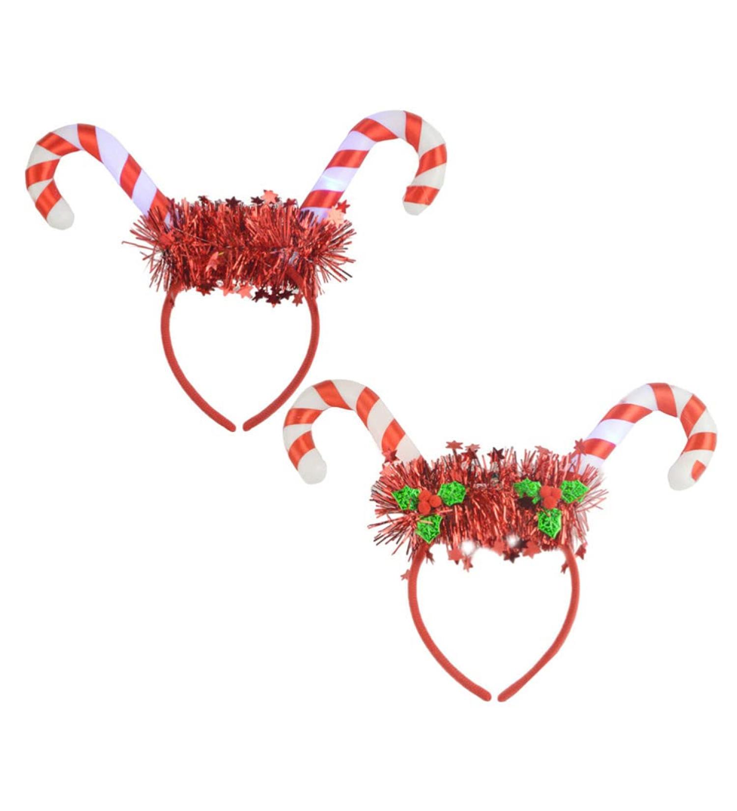 Lurrose Christmas Headbands - 2Pcs Glowing Candy Cane Hair Hoops for Women - Buy Online on GoSupps.com