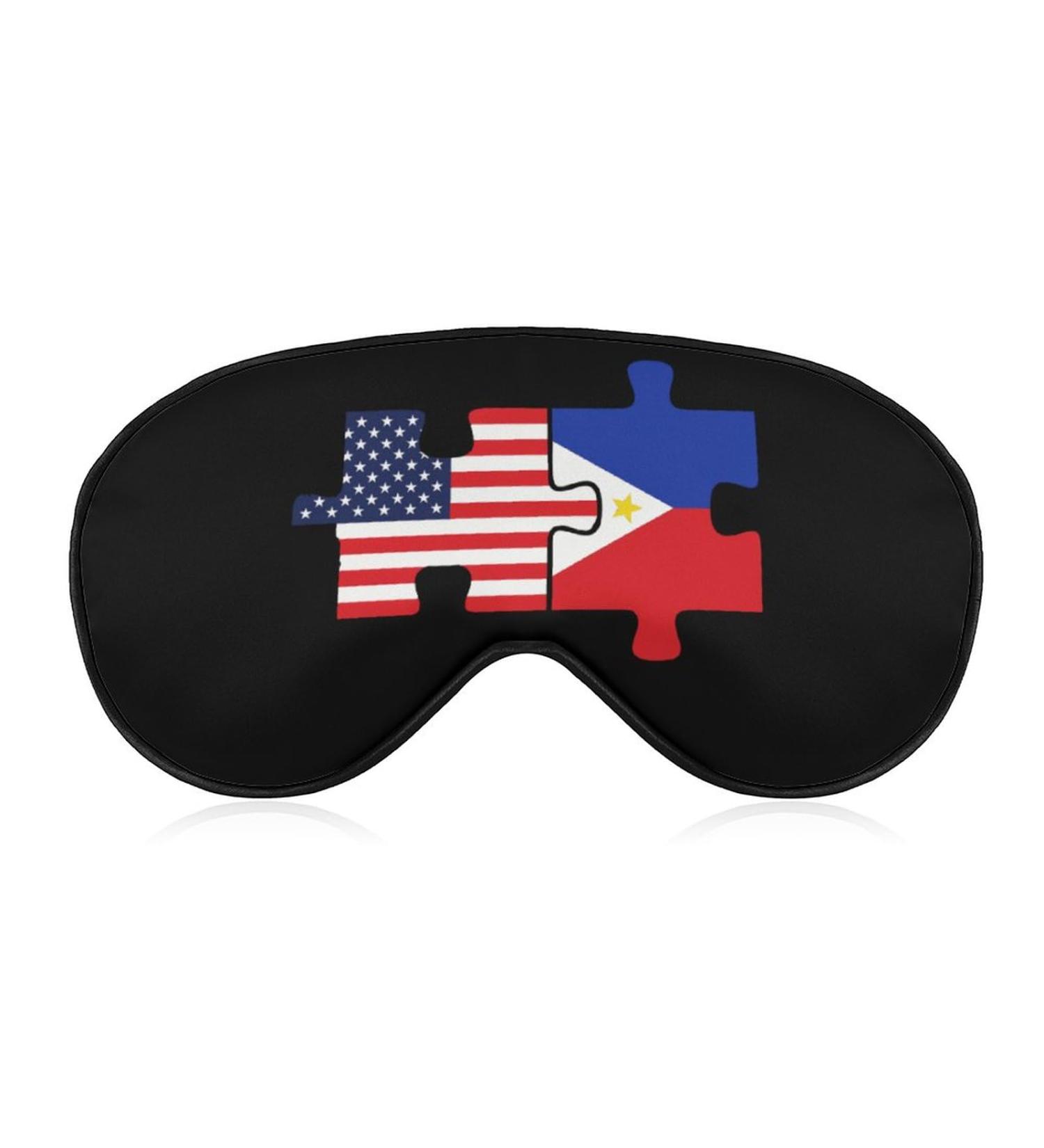 USA and Philippines Flags Puzzle Sleep Mask - Adjustable Strap Eye Cover for Sleeping, Blocks Light, Ideal for Night Travel and Naps - Men and Women - Buy Online on GoSupps.com