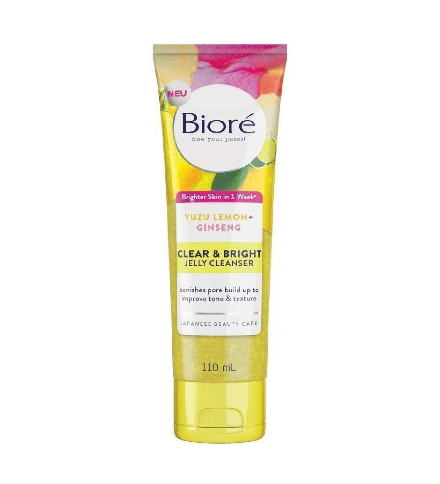 Biore Clear and Bright Yuzu Lemon + Ginseng Jelly Cleanser Face Wash 110 ml