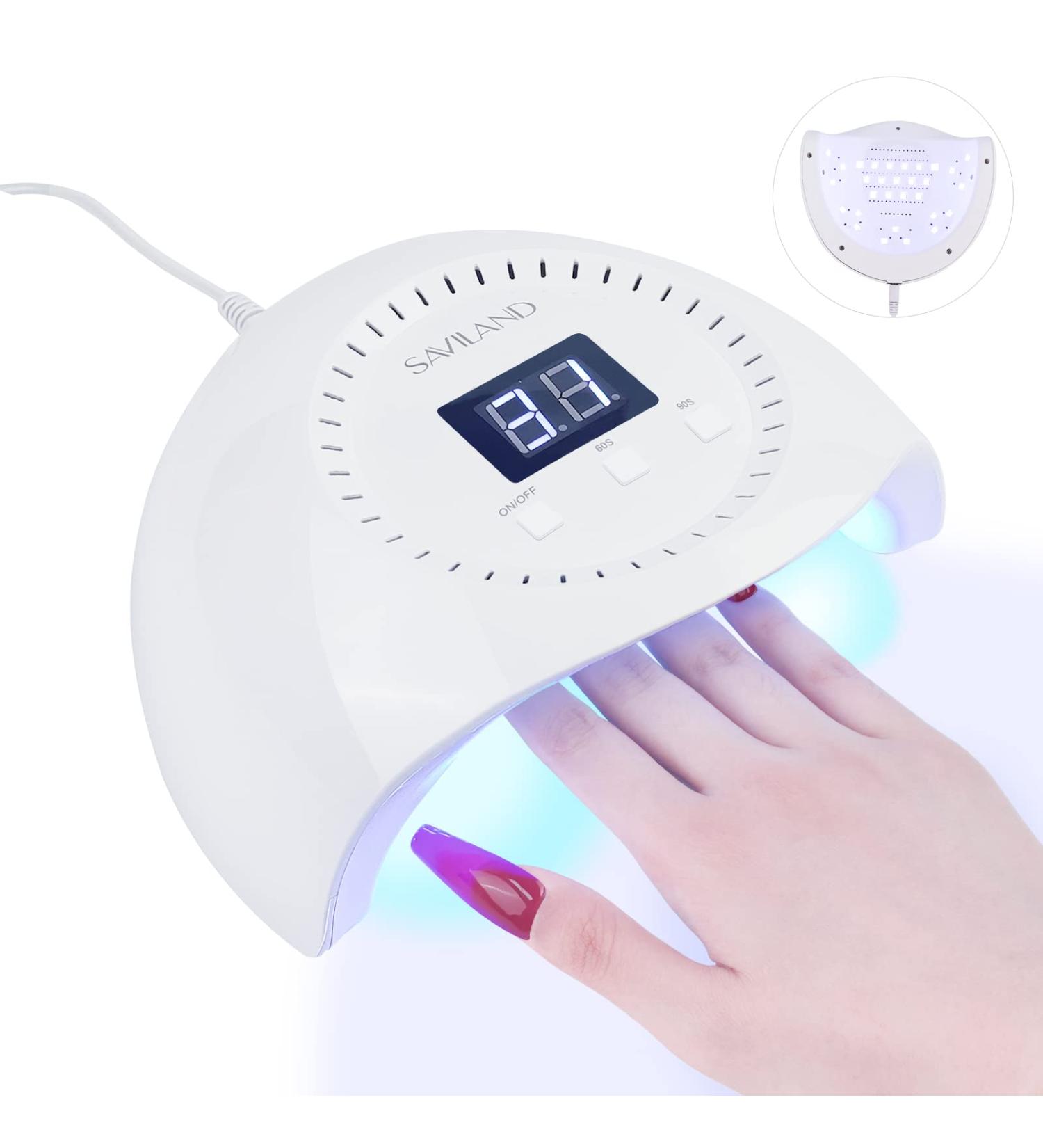 Saviland 96W UV LED Nail Lamp for Gel Polish - Professional Nail Curing Lamp with Automatic Sensor and Fast Drying Technology - Buy Online on GoSupps.com
