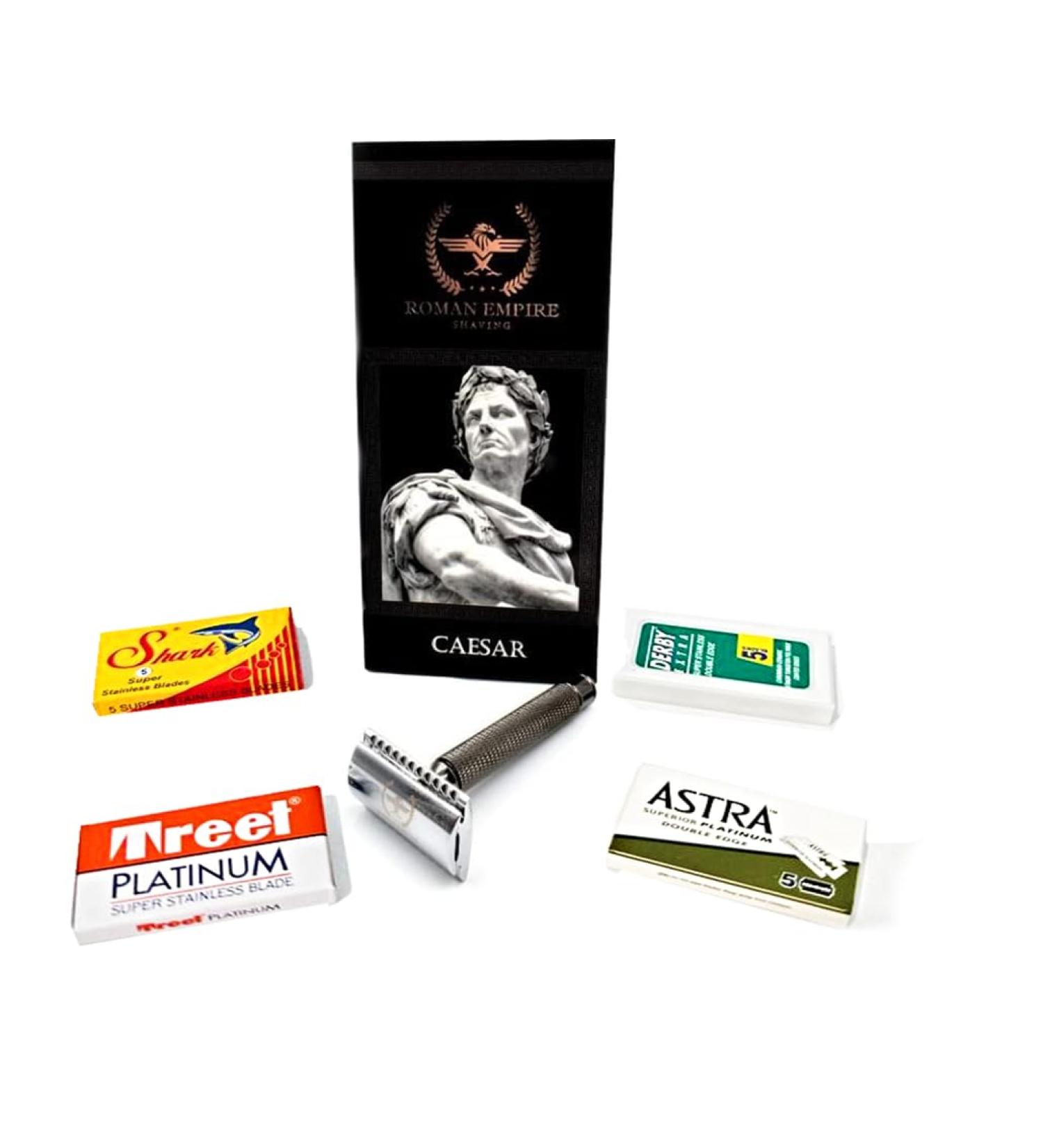 Roman Empire Shaving Razor Hobel Caesar Redguss - Elegant Safety Razor Set for Men & Women with 20 Premium Razor Blades | Perfect for a Luxurious Wet Shave - Buy Online on GoSupps.com