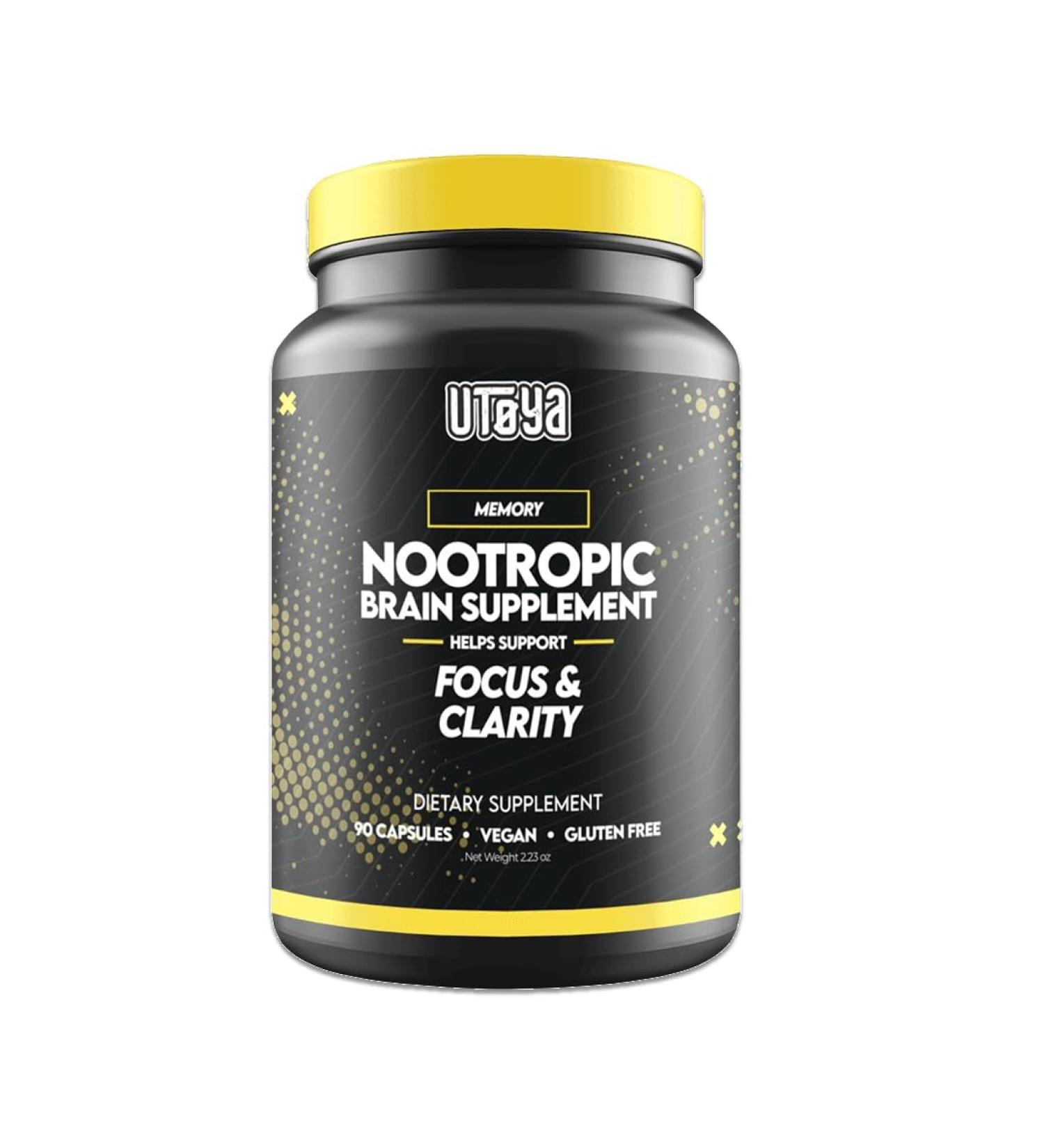 UTOYA Nootropics Brain Support Supplement - Brain Supplements for Memory and Focus Mental Clarity Cognitive Support - Unflavored/Vegan/Gluten Free Brain Health Supplements for Adults - 90 Capsules - Buy Online on GoSupps.com