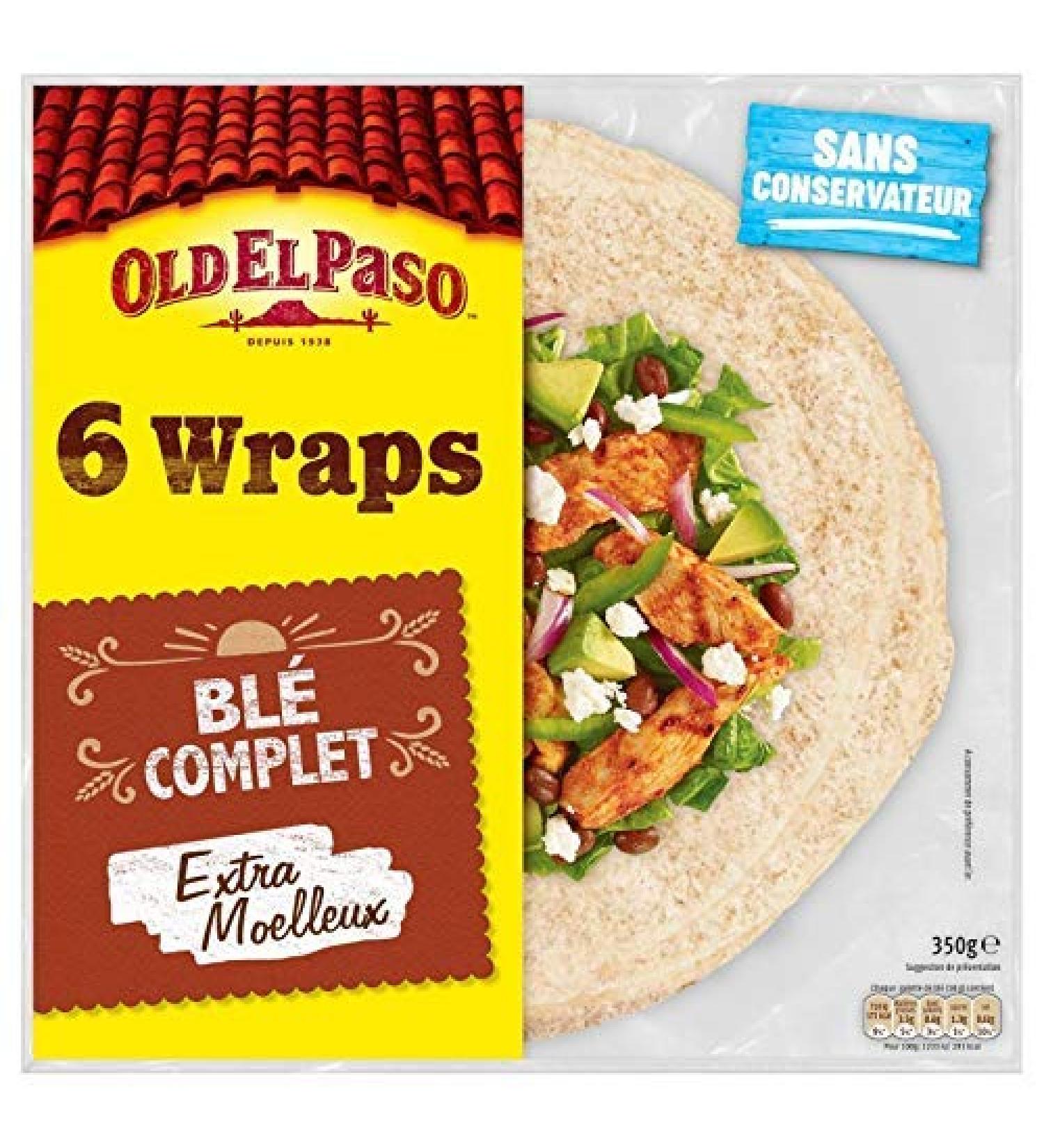 OLD EL PASO - Whole Wheat Wraps 350G - Pack of 4 - free delivery