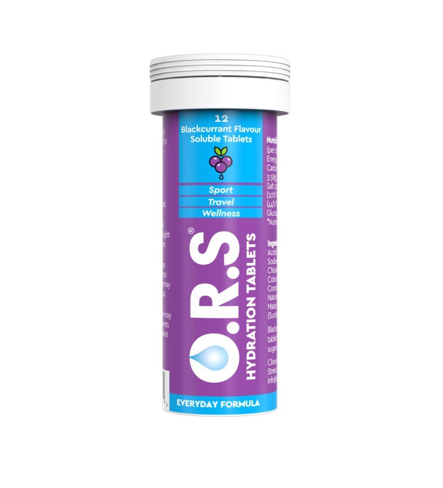 O.R.S Hydration Tablets with Electrolytes - Vegan & Gluten Free Sports Hydration - Blackcurrant Flavour - 12 Tablets (Pack of 1) - Buy Online on GoSupps.com