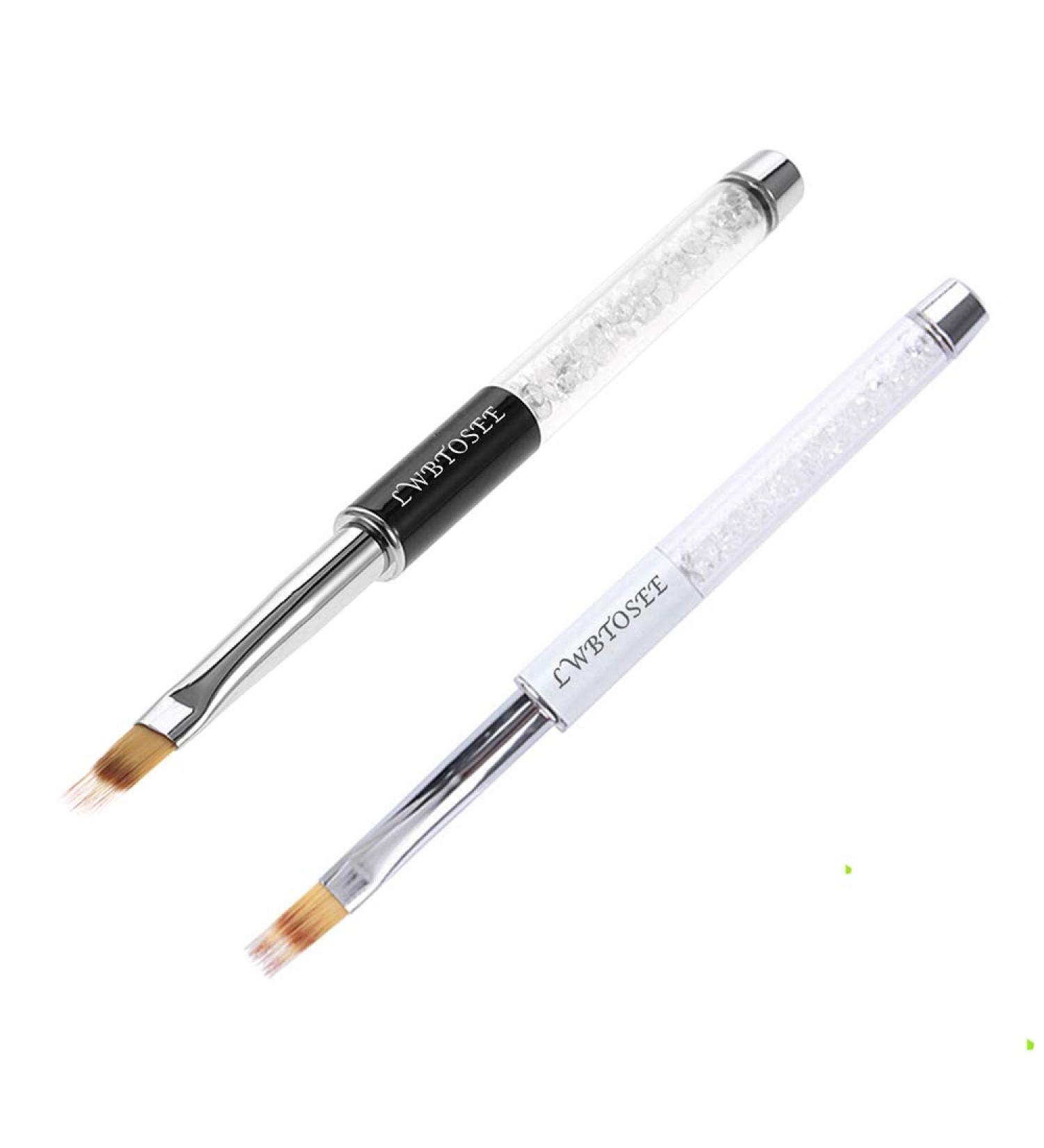 LWBTOSEE 2pc Nail Ombre Brush Set - Gradient Color Painting Pen for UV Gel Polish, Rhinestone Crystal & Acrylic Nail Art (Black & White) - Buy Online on GoSupps.com