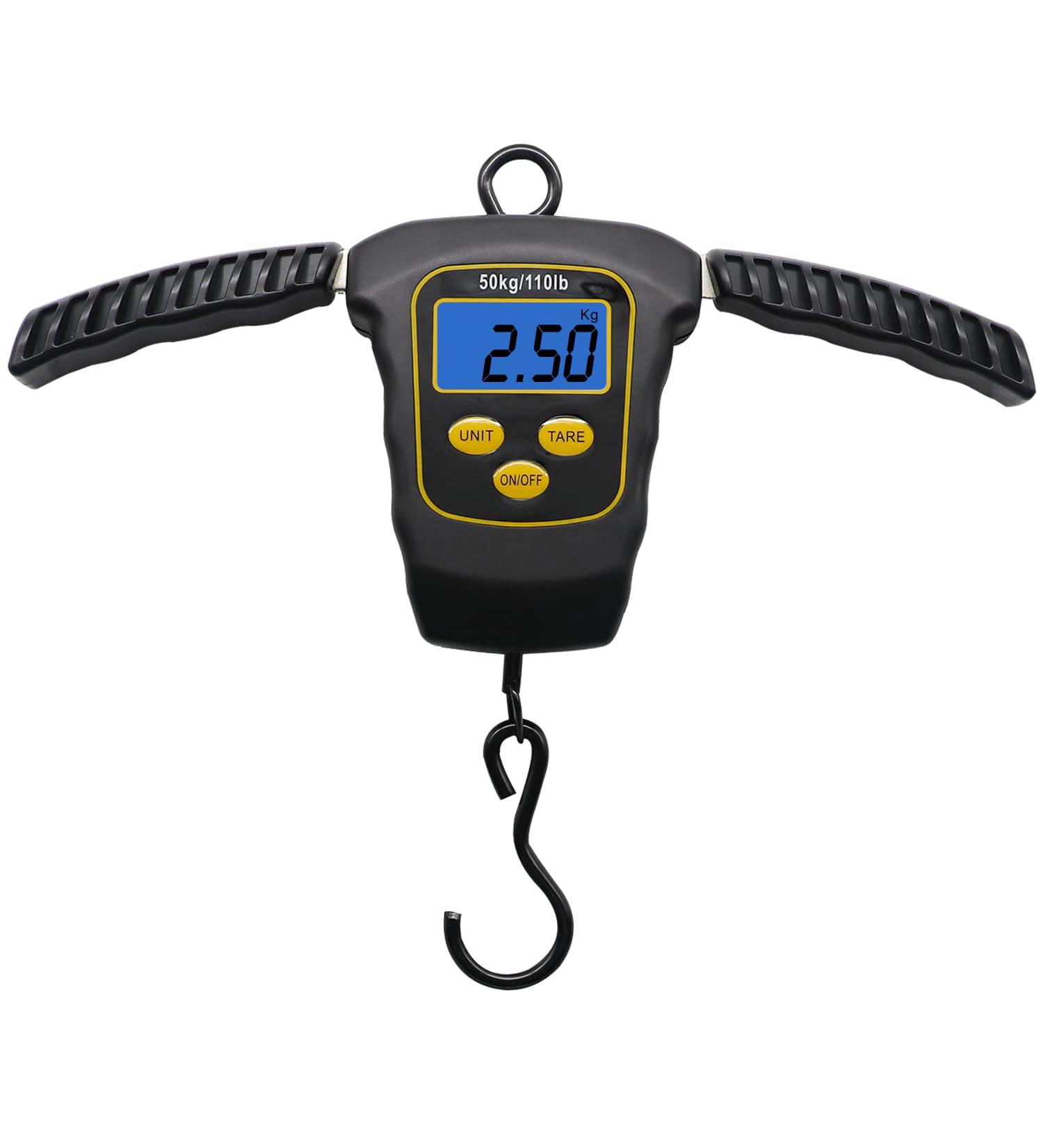 CyberDyer 110lb Digital Portable Fishing Scale with Backlit LCD Display - Luggage Weigher & Fishing Gift for Men - Black/Yellow - Buy Online on GoSupps.com