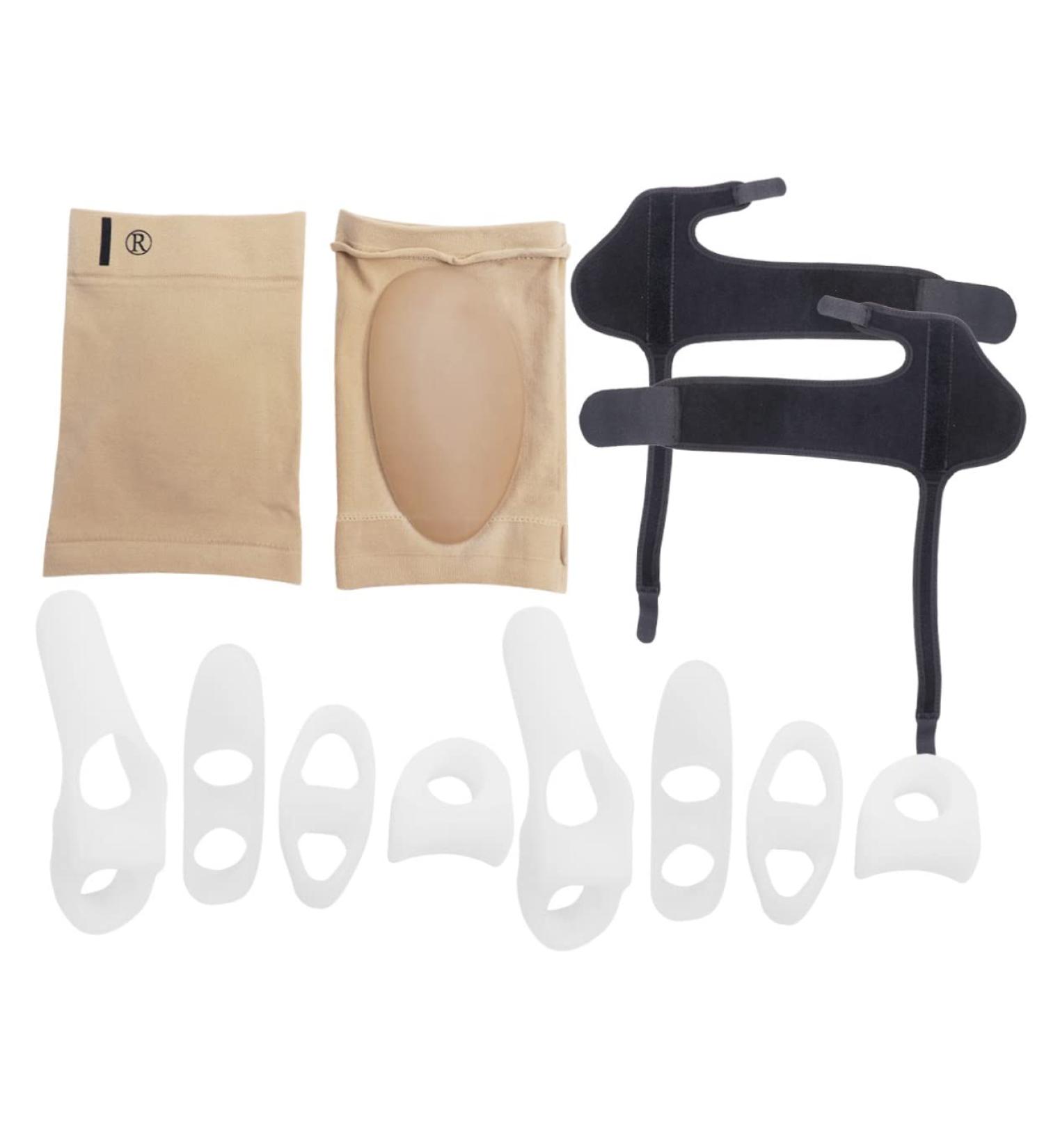 Healeved 12pcs Toe Strap Kit - Gel Toe Separator & Big Toe Straightener Set for Arch Support Bands and Silicone Holder - Black - Buy Online on GoSupps.com