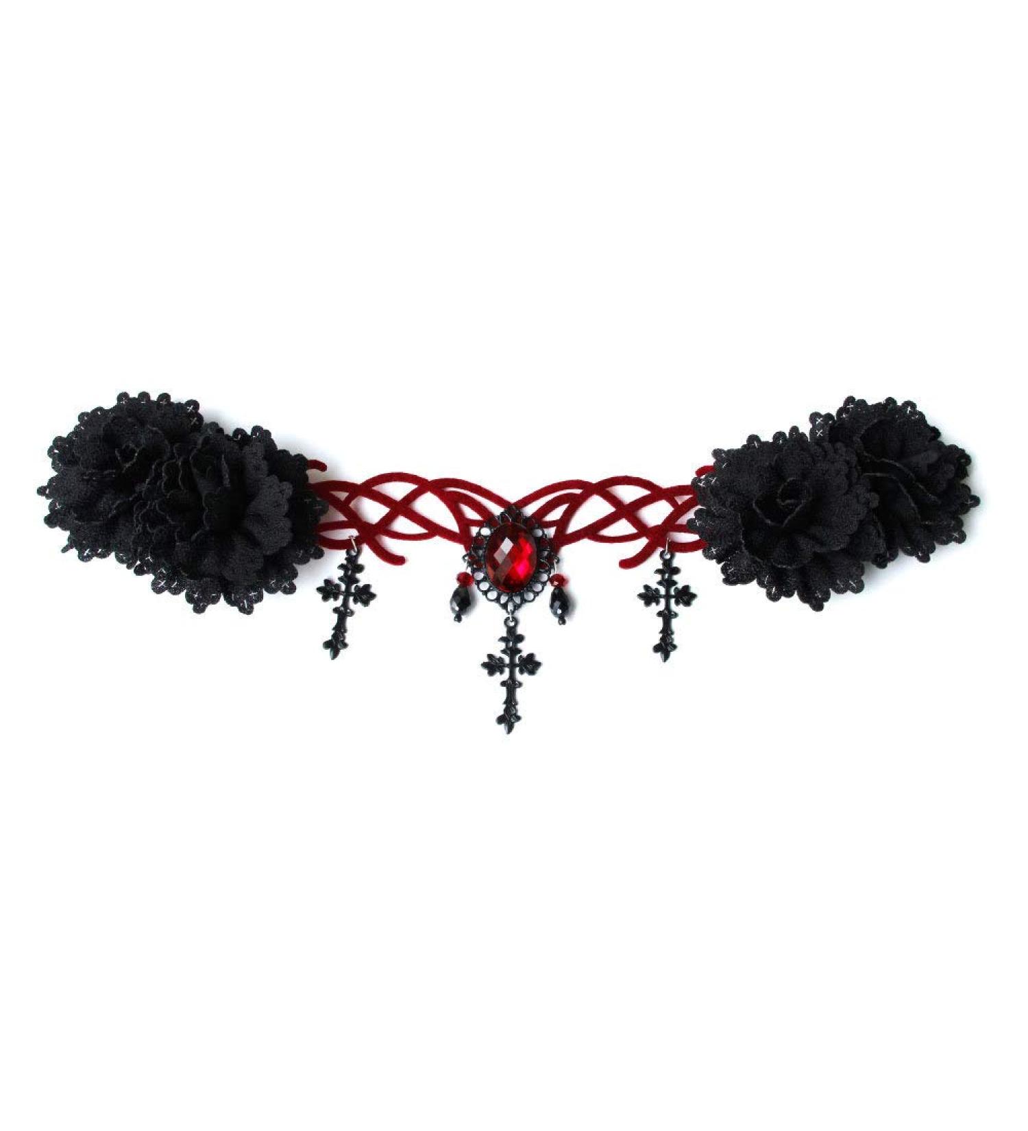 Caiguoer Halloween Headband Black Floral Hair Accessories Gothic Vampire Reaper Cosplay Halloween Party Cross Headwear for Ladies Women - Buy Online on GoSupps.com