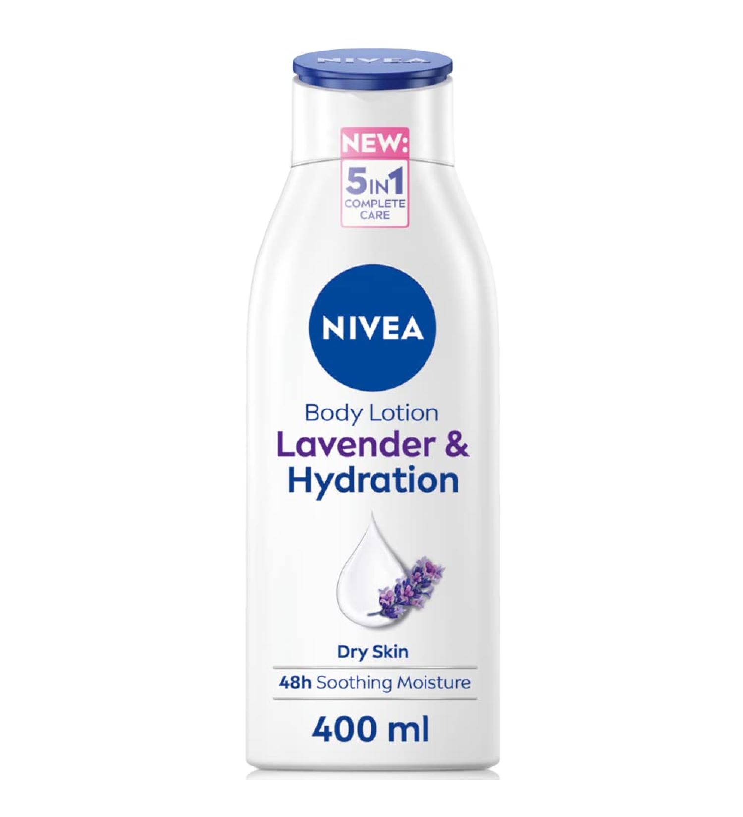 NIVEA Lavender Body Lotion 400ml - Moisturizer for Dry Skin with Natural Oils - Soothing Lavender Scent - Smoother Skin Formula - Buy Online on GoSupps.com