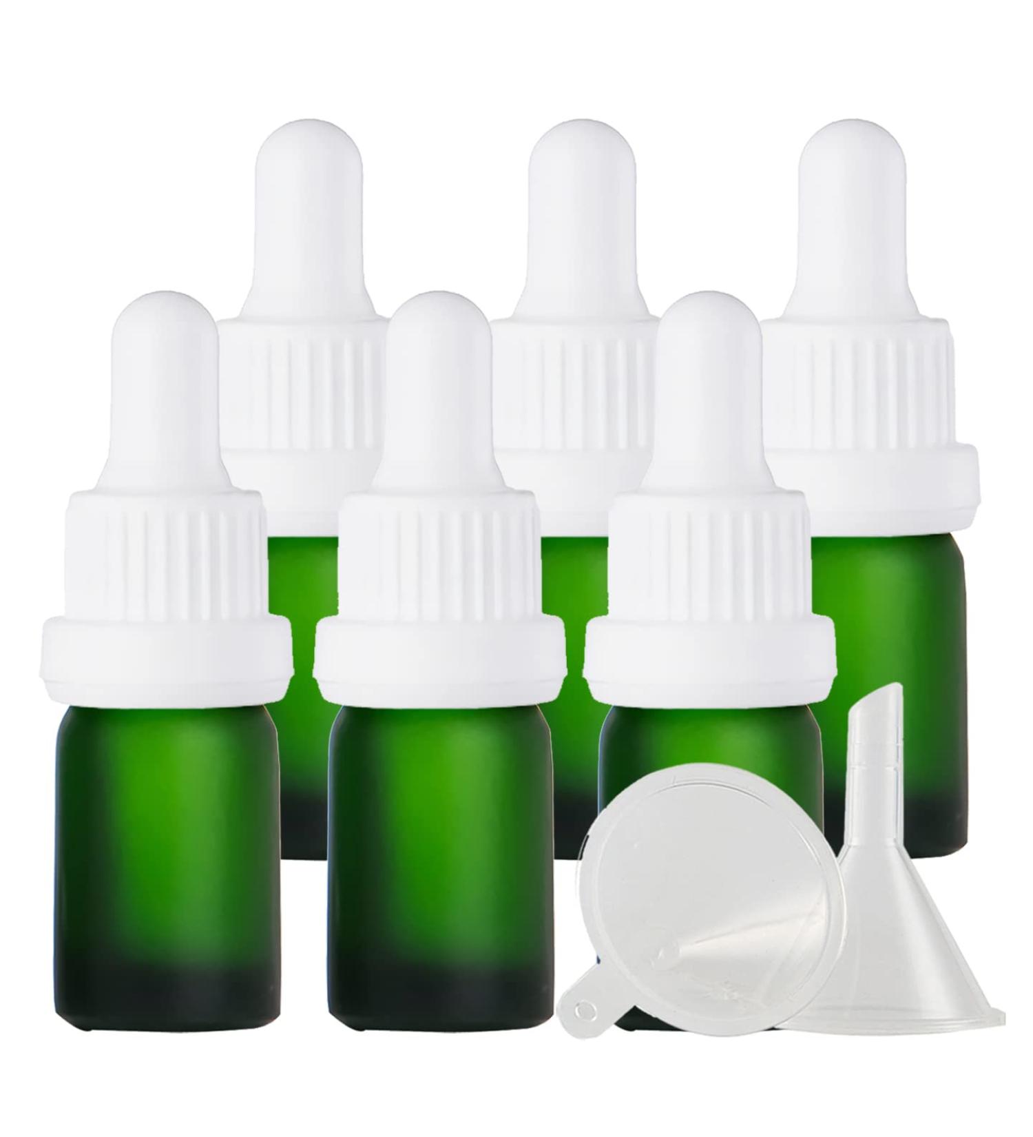 Zeoabsy 6-Pack 5ml Frosted Green Glass Pipette Bottles for Essential Oils | Drip Bottle with Locking Pipette Ring | Clear Glass Aromatherapy Containers - Buy Online on GoSupps.com